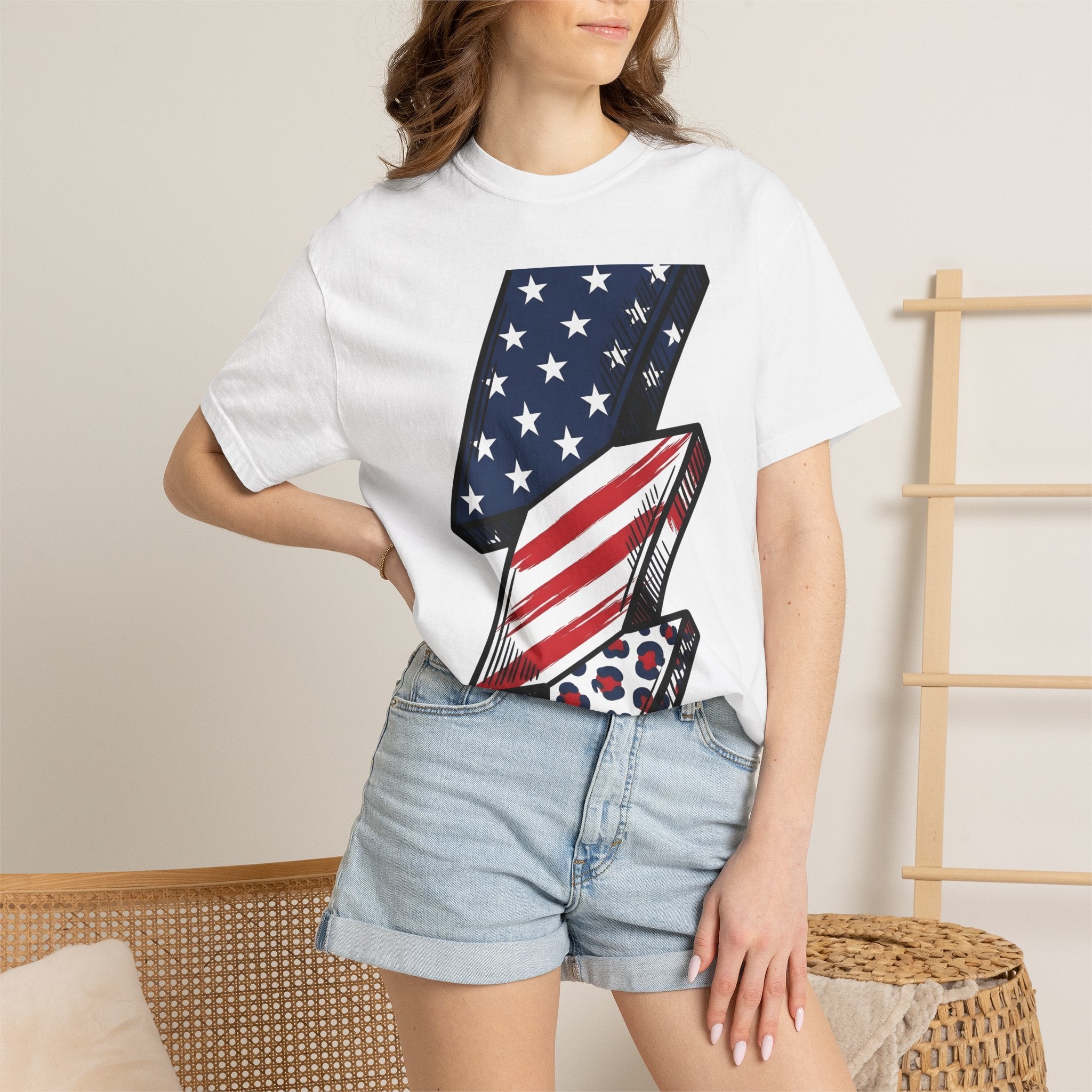 American Lightning Bolt Shirt 4th Of July Independence Gift Women Digital Art Tee Lightning T-Shirt Patriot Fan Graphic Tshirt Freedom