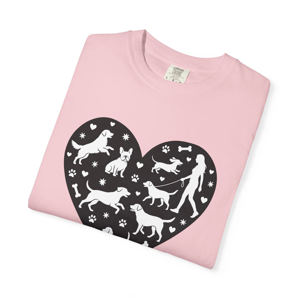 Dog Heart Shirt Dog Mom Pet Gift Women Silhouette Tee Canine T-Shirt Dog Mom Fan Outline Tshirt Animal Graphic Minimalist Paw Print Tshirt