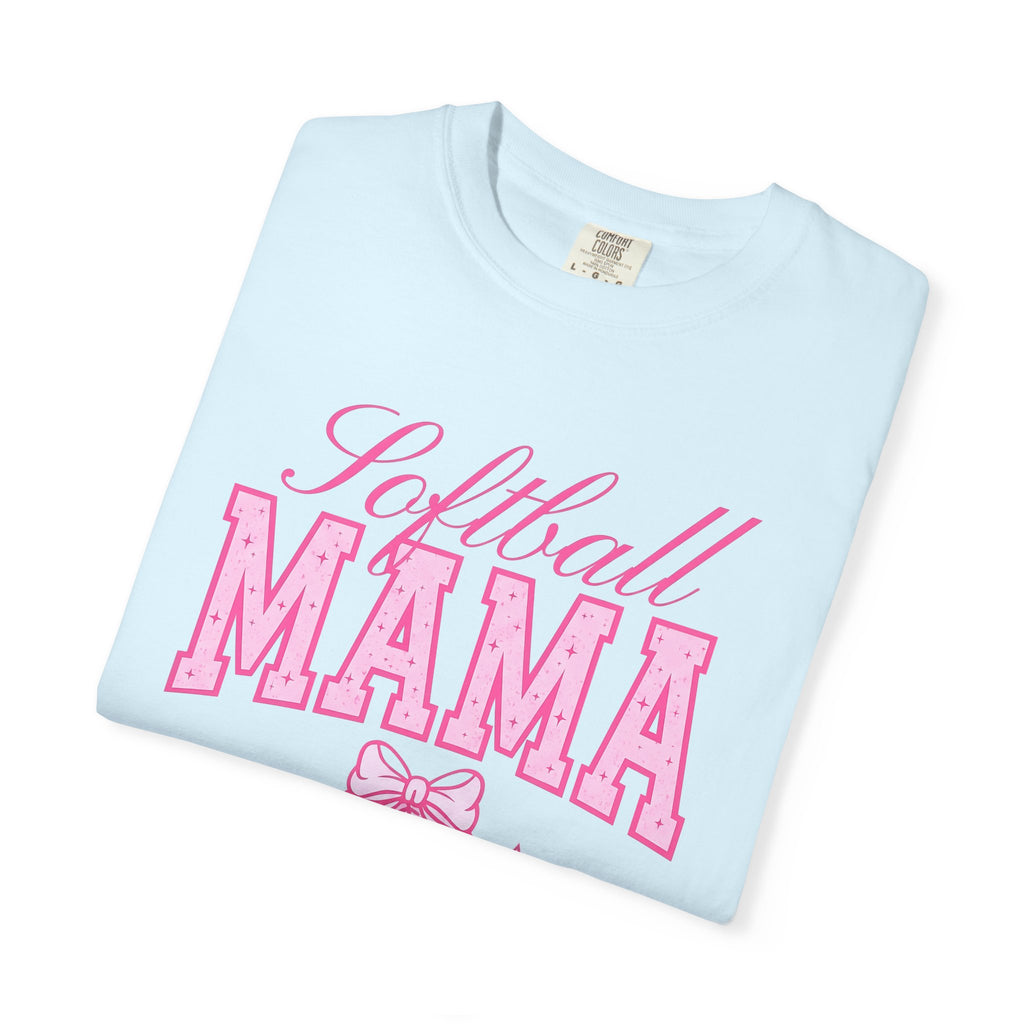 Softball Ball Bow Shirt Moms Sports Gift Women Sporty Tee Softball T-Shirt Mom Fan Athletic Tshirt Sports Graphic Retro Stars Tshirt