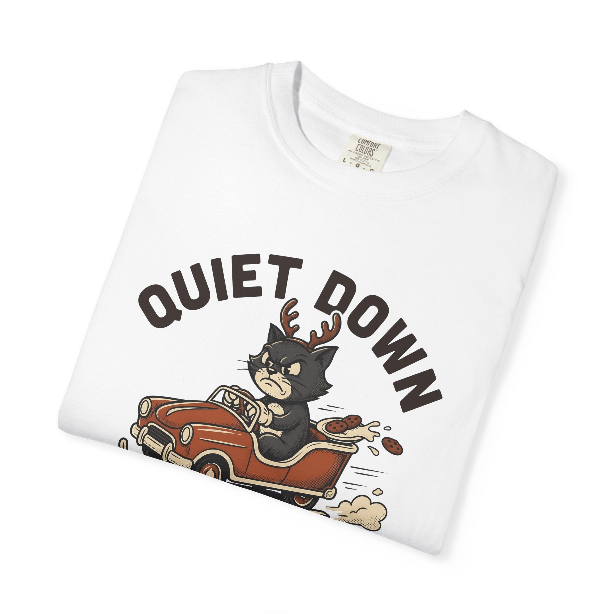 Angry Cat Vehicle Shirt Christmas Animal Gift Women Cartoon Tee Mad Car T-Shirt Xmas Fan Funny Car Graphic Classic Antlers Tshirt