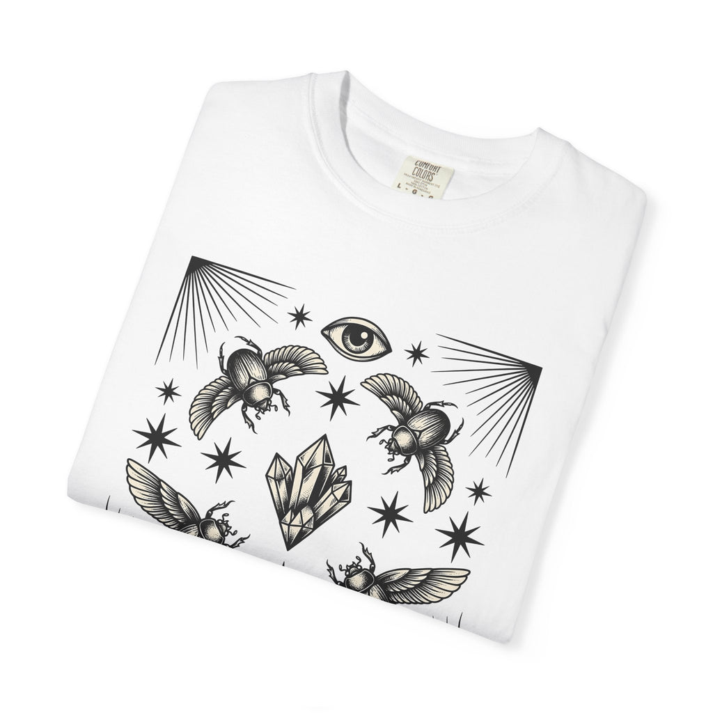 Scarab Beetle Shirt Mystic Boho Gift Women Tattoo Tee Beetle T-Shirt Spiritual Fan Sacred Tshirt Hippie Graphic Vintage Crystal Tshirt