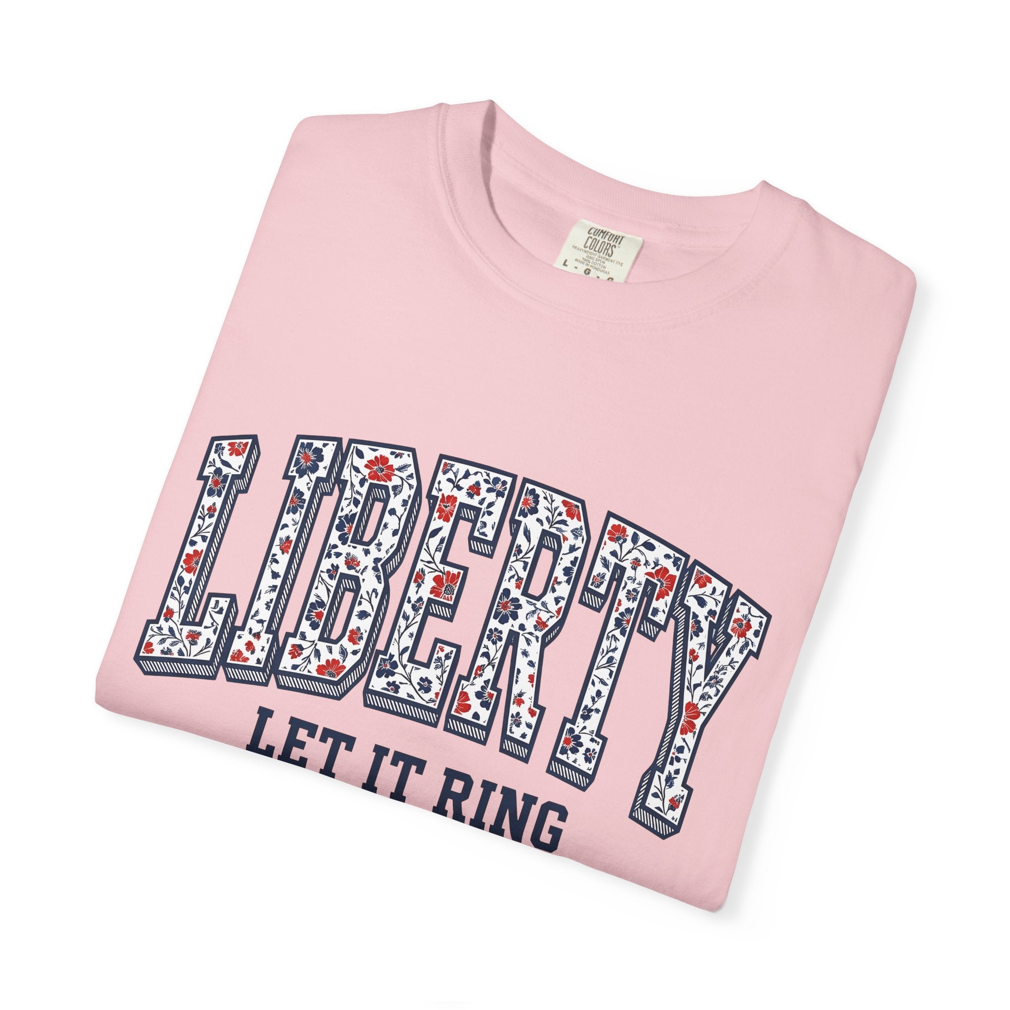 Floral Liberty Bell Shirt America Holiday Gift Women Patriotic Tee Liberty Bell T-Shirt American Fan Patriotic Tshirt Holiday Graphic