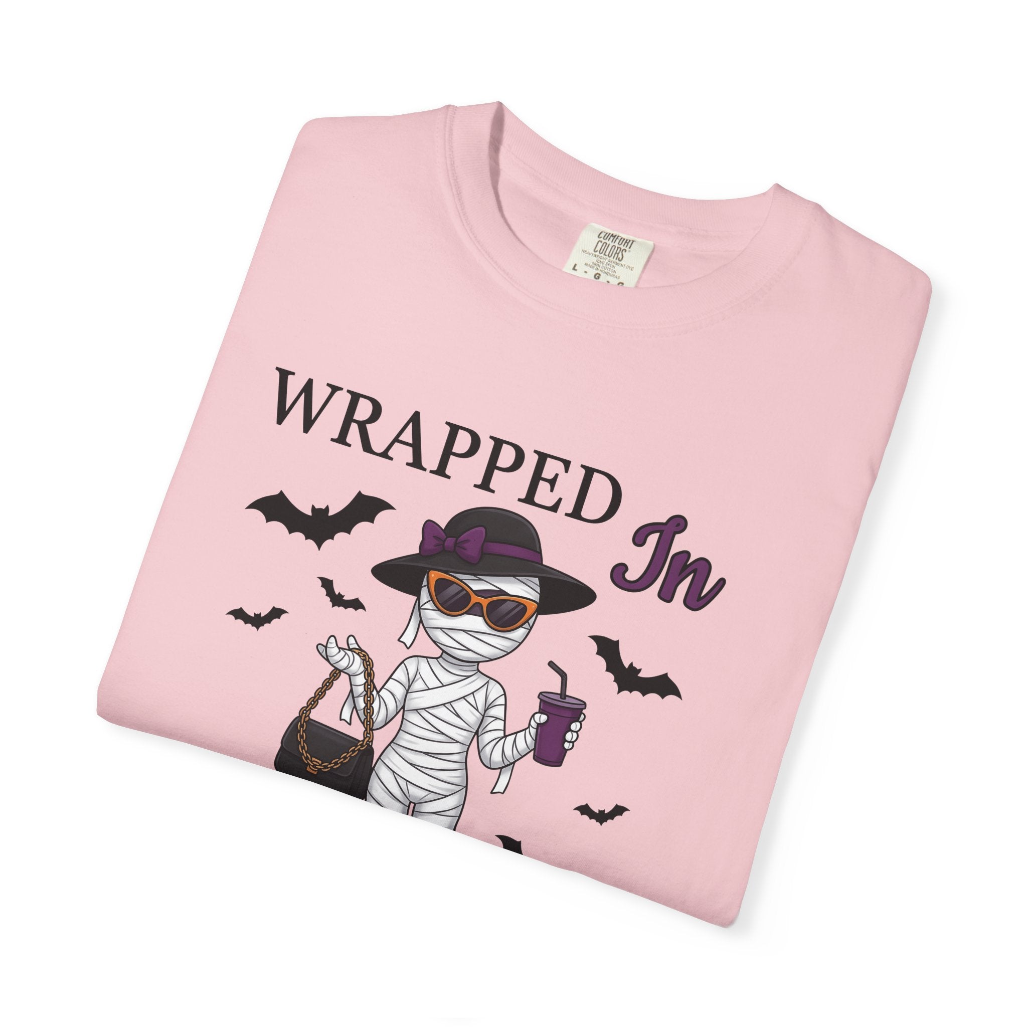 Mummy Style Shirt Halloween Clothing Gift Women Comic Tee Wrap T-Shirt Horror Fan Cartoon Tshirt Apparel Graphic Vintage Flying Bats Tshirt