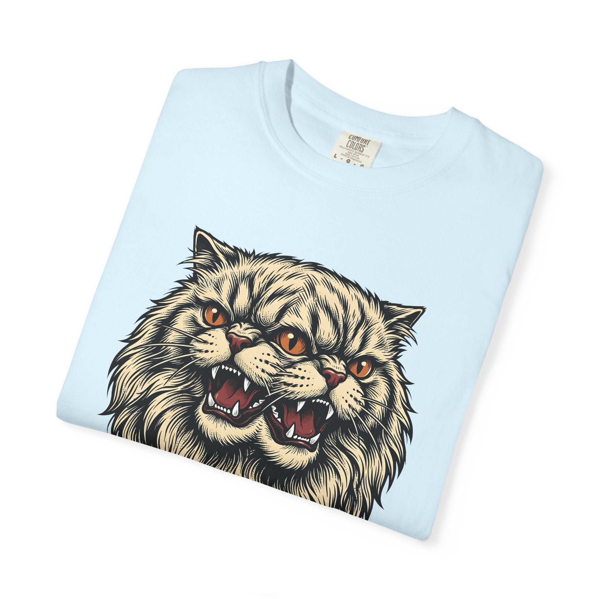 Double Head Kitty Shirt Cat Alternative Gift Women Sketch Tee Cat T-Shirt Cat Fan Drawing Graphic Old School Sharp Teeth Tshirt