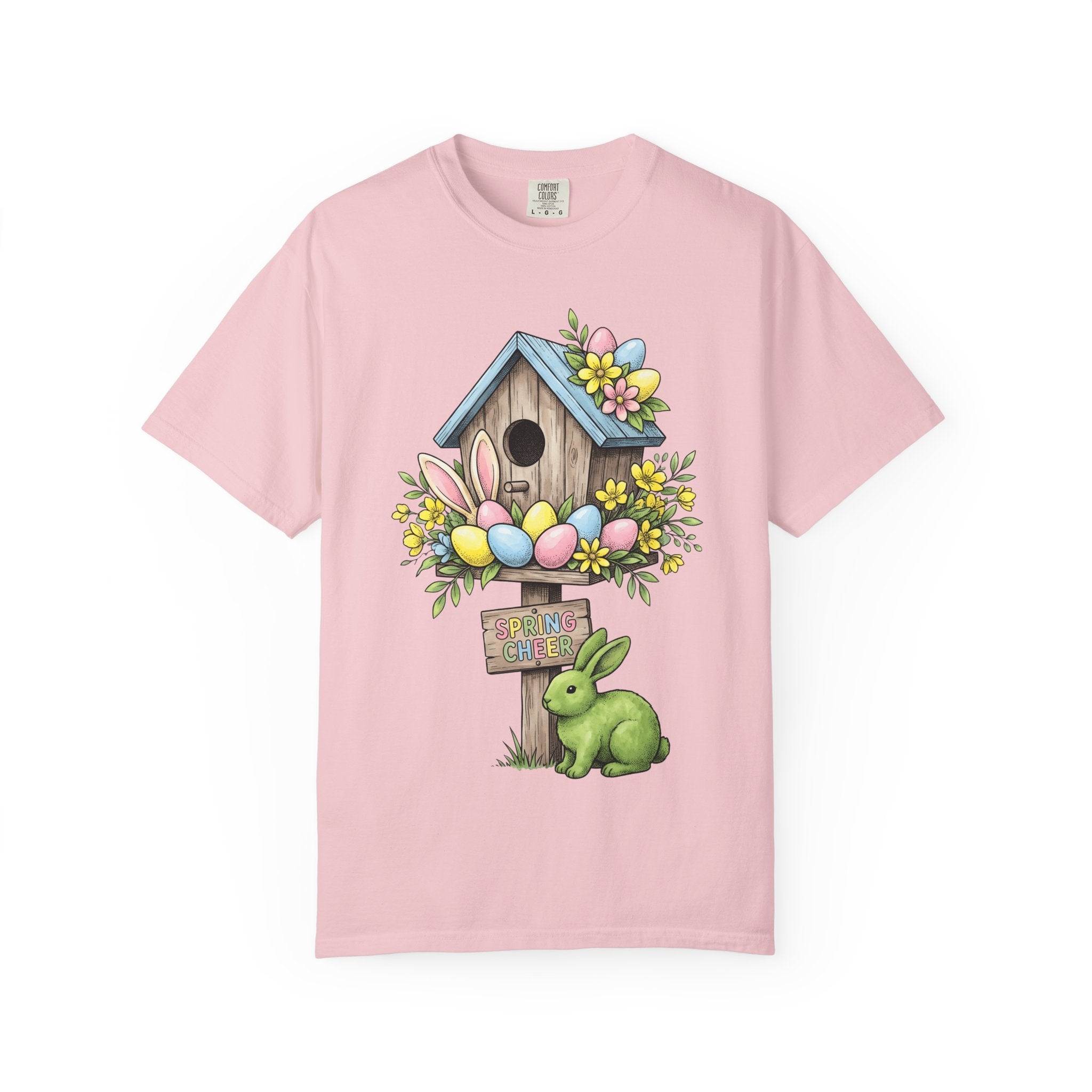 Bunny Bird Home Shirt Easter Outdoor Gift Women Line Art Tee Rabbit T-Shirt Spring Fan Minimalist Tshirt Nature Graphic Classic Light Eggs