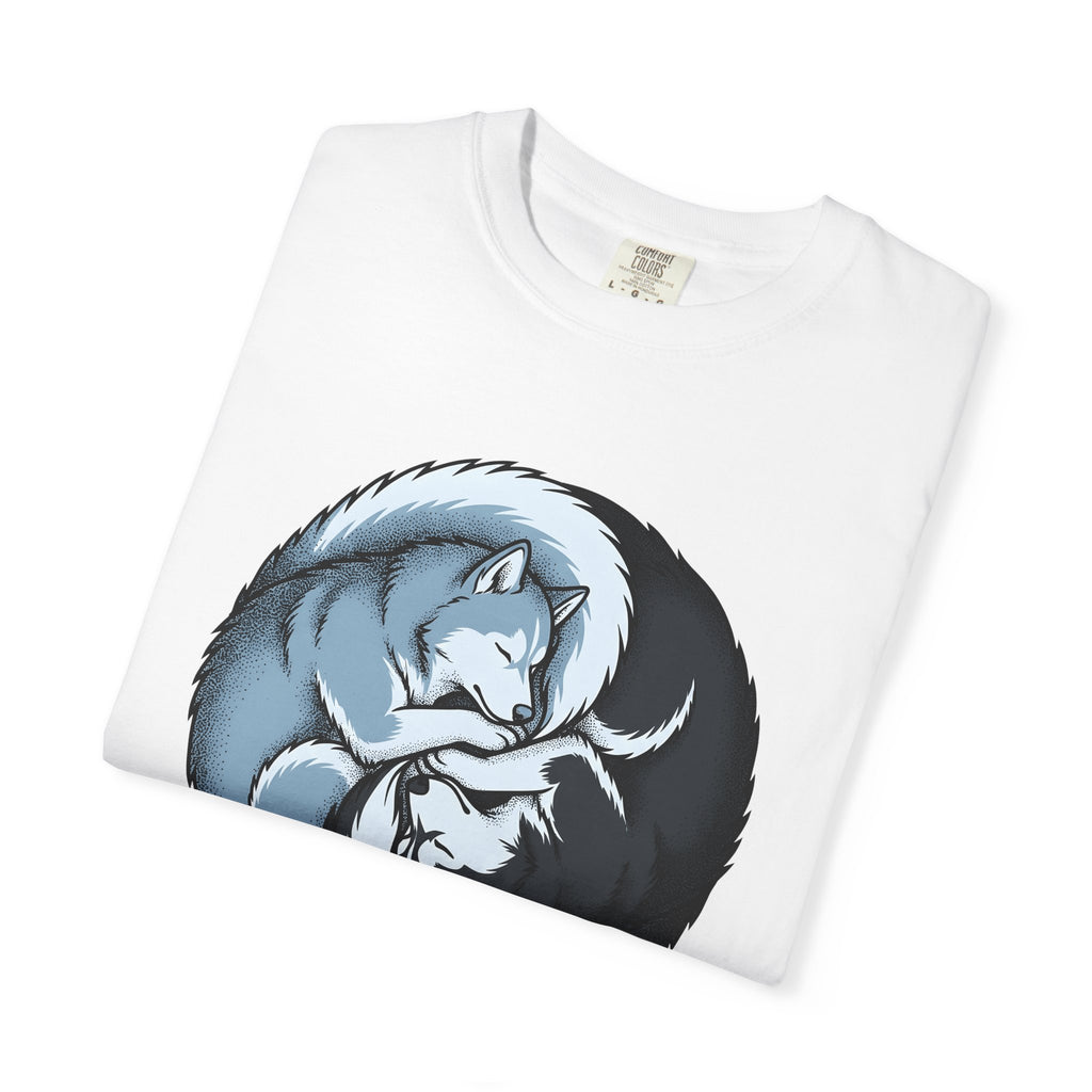 Husky Dogs Shirt Dog Fauna Gift Women Line Art Tee Siberian Husky T-Shirt Dog Fan Wildlife Graphic Design Illustration Graphic Yin Yang
