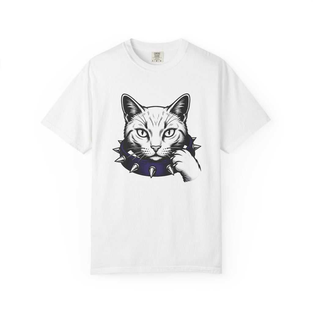 Cat Face Shirt Cat Alternative Gift Women Ink Tee Kitty T-Shirt Feline Fan Tattoo Tshirt Punk Graphic Classic Studded Collar Tshirt