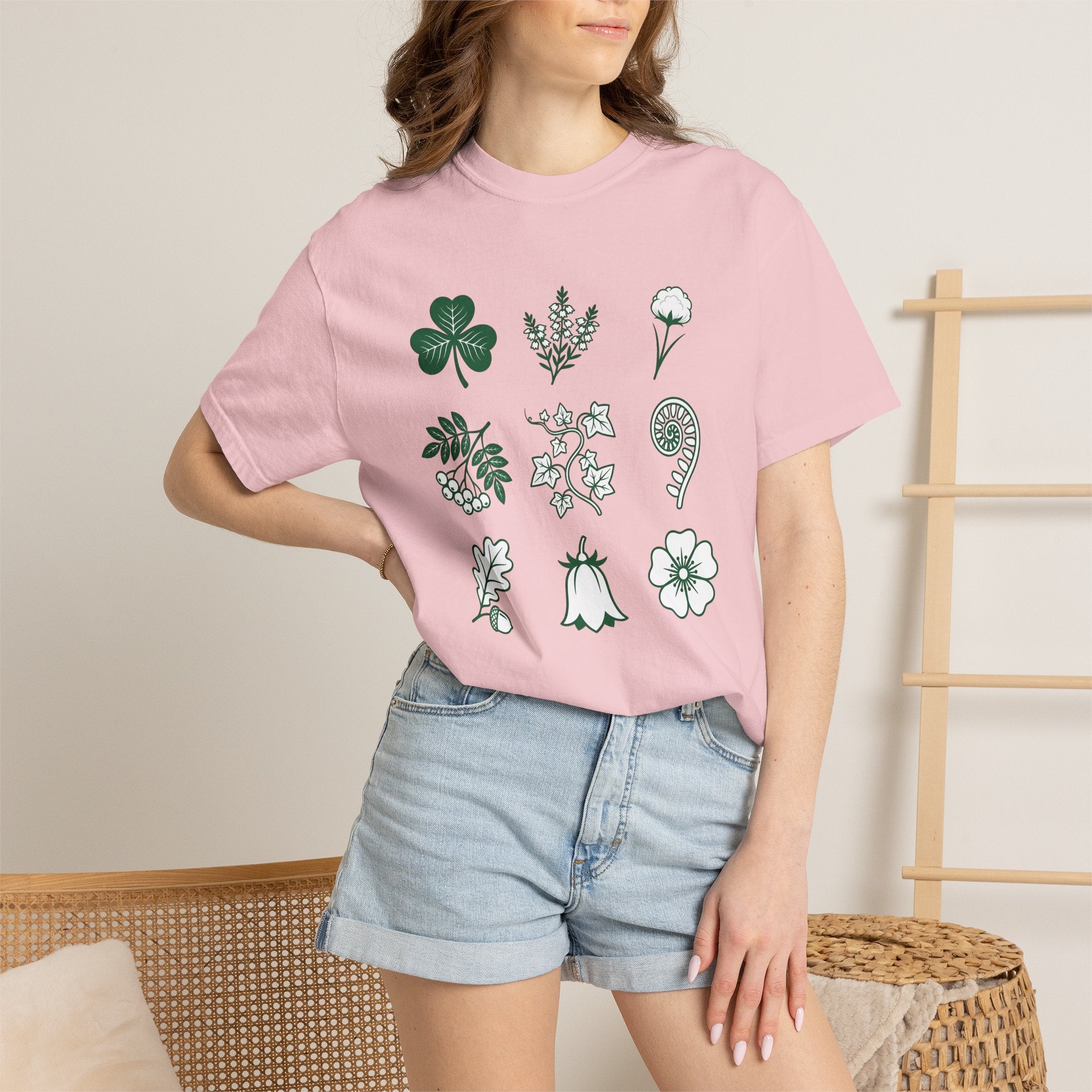Clover Plants Shirt St. Patrick's Day Outdoors Gift Women Floral Art Tee Shamrock T-Shirt Luck Fan Botanical Tshirt Nature Graphic Simple