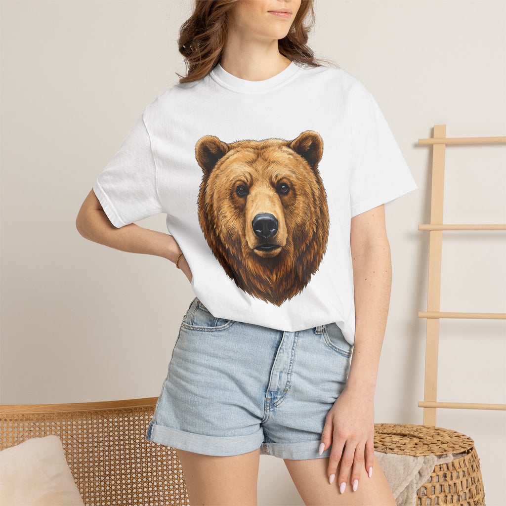 Bear Head Shirt Animals Fauna Gift Women Lifelike Tee Ursine T-Shirt Wildlife Fan Realistic Tshirt Wildlife Graphic Retro Creature Portrait