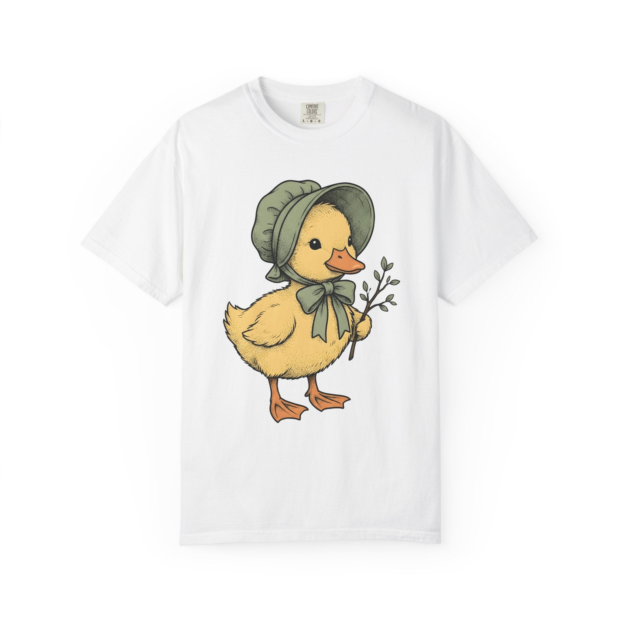 Baby Duck Bonnet Shirt Easter Bloom Gift Women Antique Tee Duckling T-Shirt Easter Fan Baby Bonnet Tshirt Vintage Illustration Line Art Limb