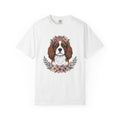Cavalier Spaniel Dog Shirt Dog Blossoms Gift Women Flower Art Tee Spaniel T-Shirt Dog Fan Floral Tshirt Floral Graphic Sketch Flower Crown
