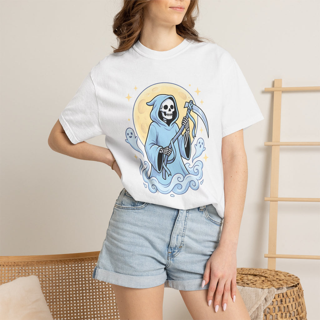 Dark Grim Reaper Shirt Cute Event Gift Women Graphic Tee Reaper T-Shirt Kawaii Fan Illustration Design Party Tshirt Anime Wraith Tshirt