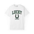 Horseshoe Graphic Shirt St Patricks Day Luck Gift Women Varsity Tee Horseshoe T-Shirt Lucky Fan Lucky Charm Graphic Design Minimalist Bold