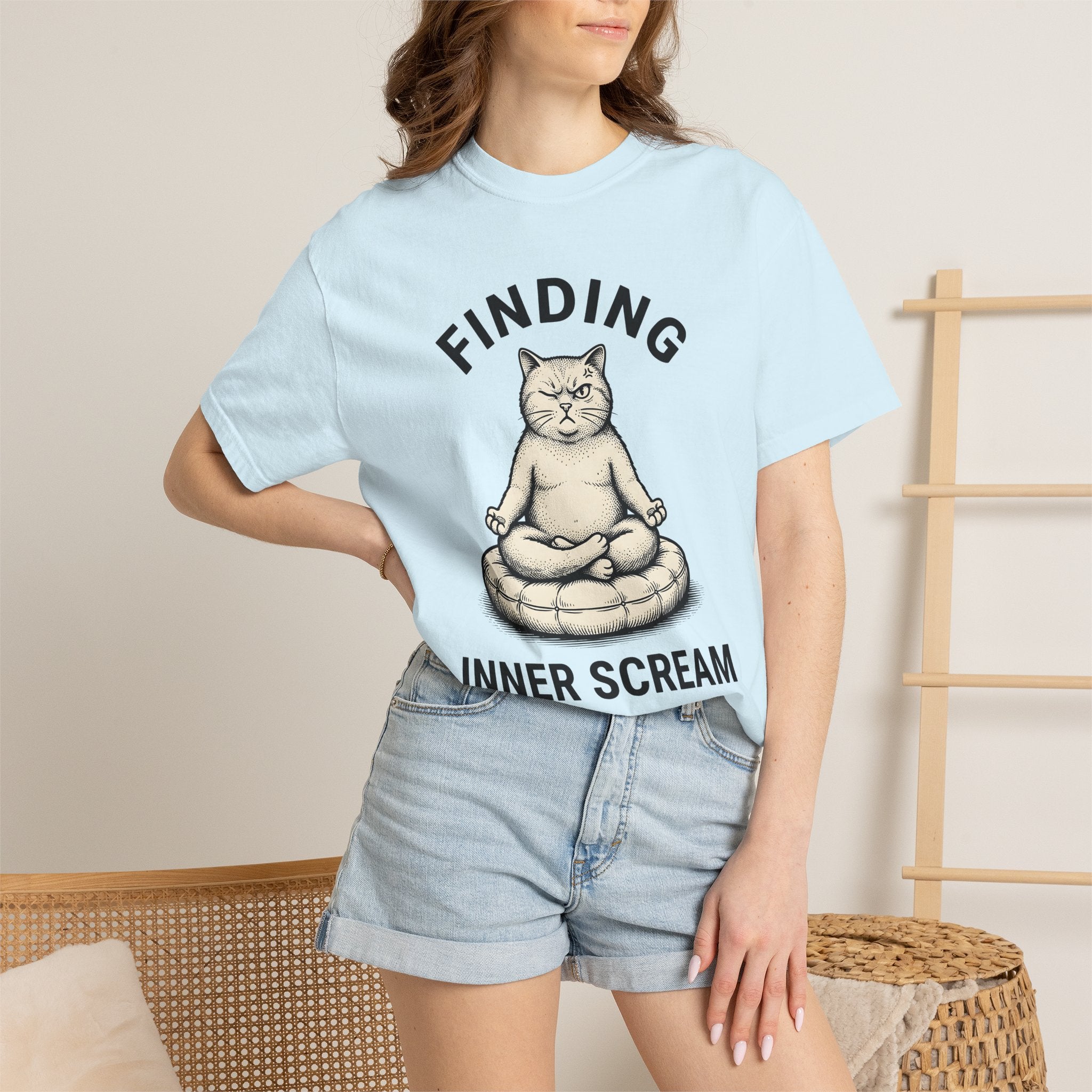 Zen Cat Shirt Cat Fitness Gift Women Retro Tee Kitty T-Shirt Cat Fan Vintage Tshirt Workout Graphic Sketch Pillow Tshirt