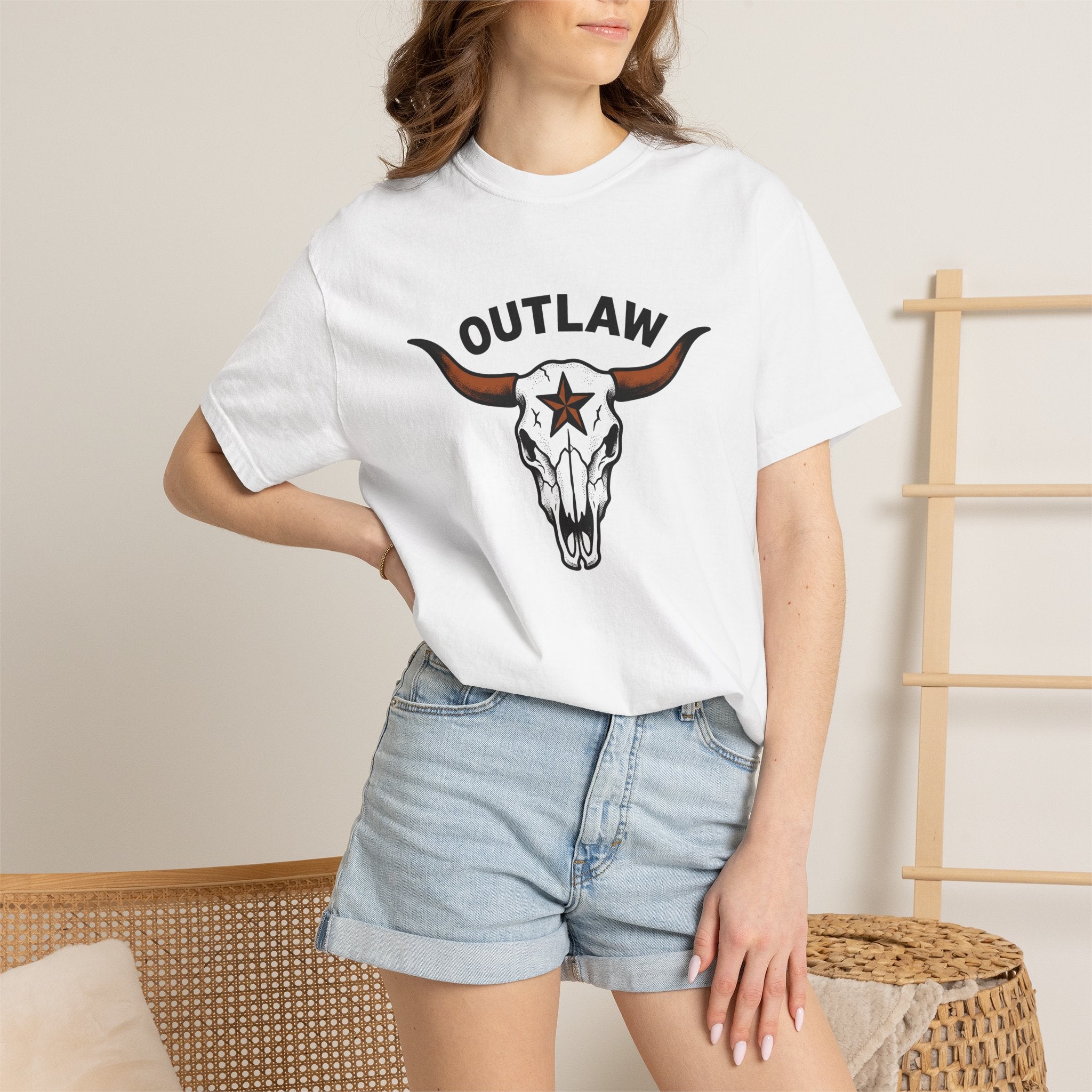 Bull Head Skull Shirt Cowgirl Livestock Gift Women Country Tee Skull T-Shirt Cowgirl Fan Rustic Tshirt Farm Graphic Old School Star Shape