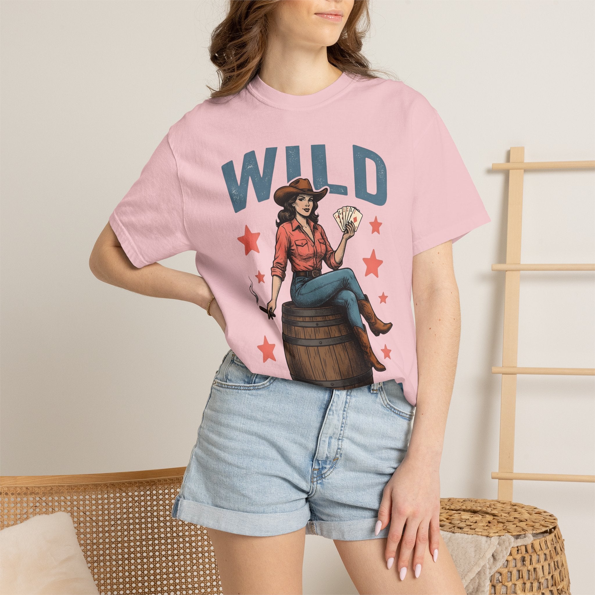 Cowgirl Illustration Shirt Cowgirl Country Gift Women Vintage Tee Cowboy T-Shirt Rodeo Fan Western Tshirt Country Graphic Retro Poker Cards