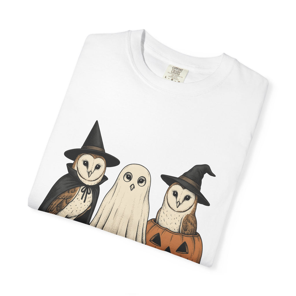Owl Outfit Shirt Halloween Wildlife Gift Women Retro Tee Hoot T-Shirt Halloween Fan Vintage Tshirt Animal Graphic Sketch Jack-O'-Lantern