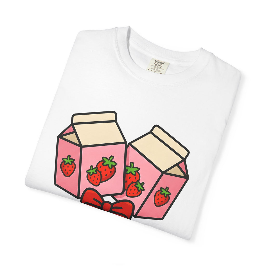 Strawberry Cream Carton Shirt Drinks Cuisine Gift Women Sweet Tee Cream Carton T-Shirt Beverage Fan Dairy Tshirt Food Graphic Illustration