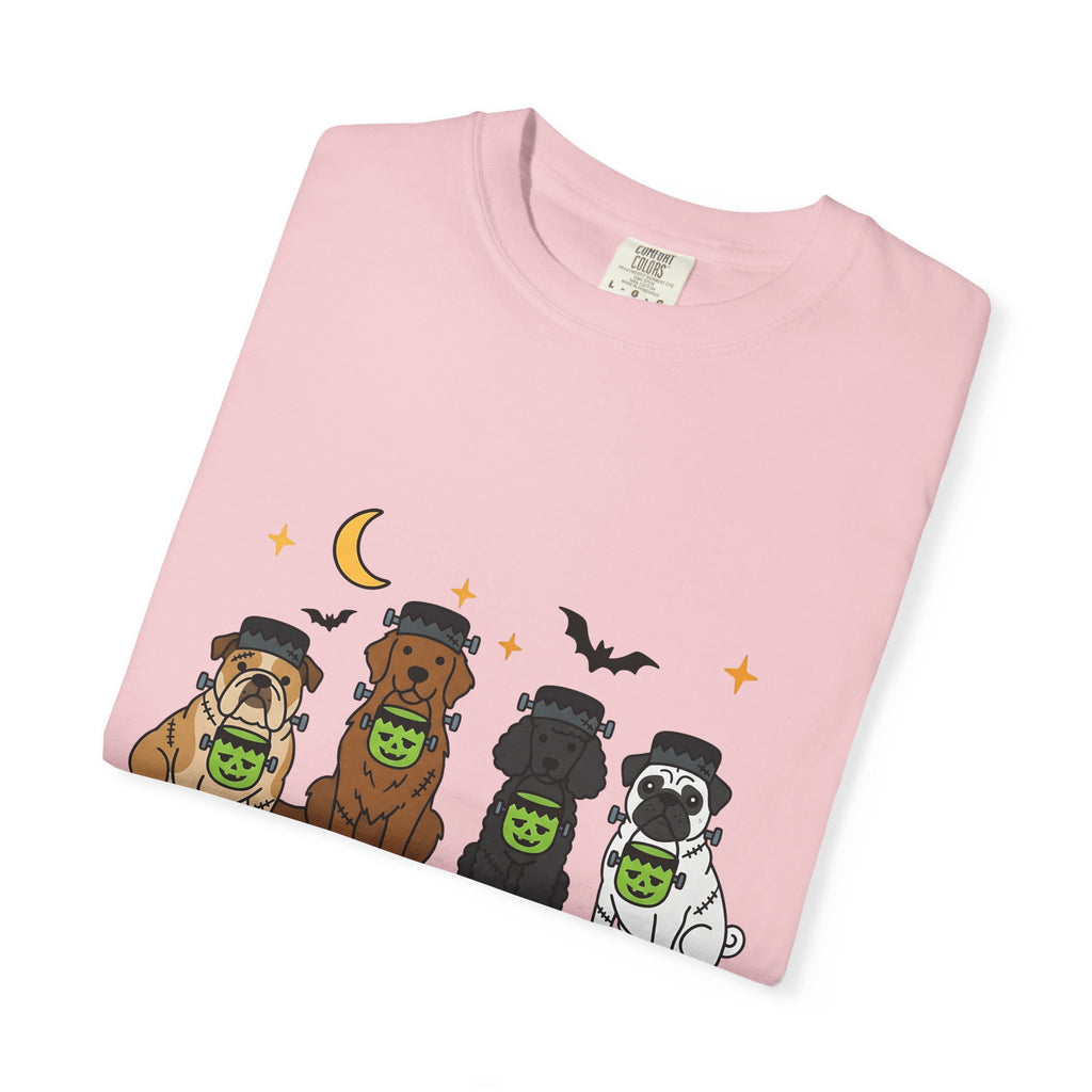 Puppy Group Shirt Halloween Animals Gift Women Anime Tee Puppies T-Shirt Spooky Fan Cartoon Tshirt Creature Graphic Line Art Flying Bat