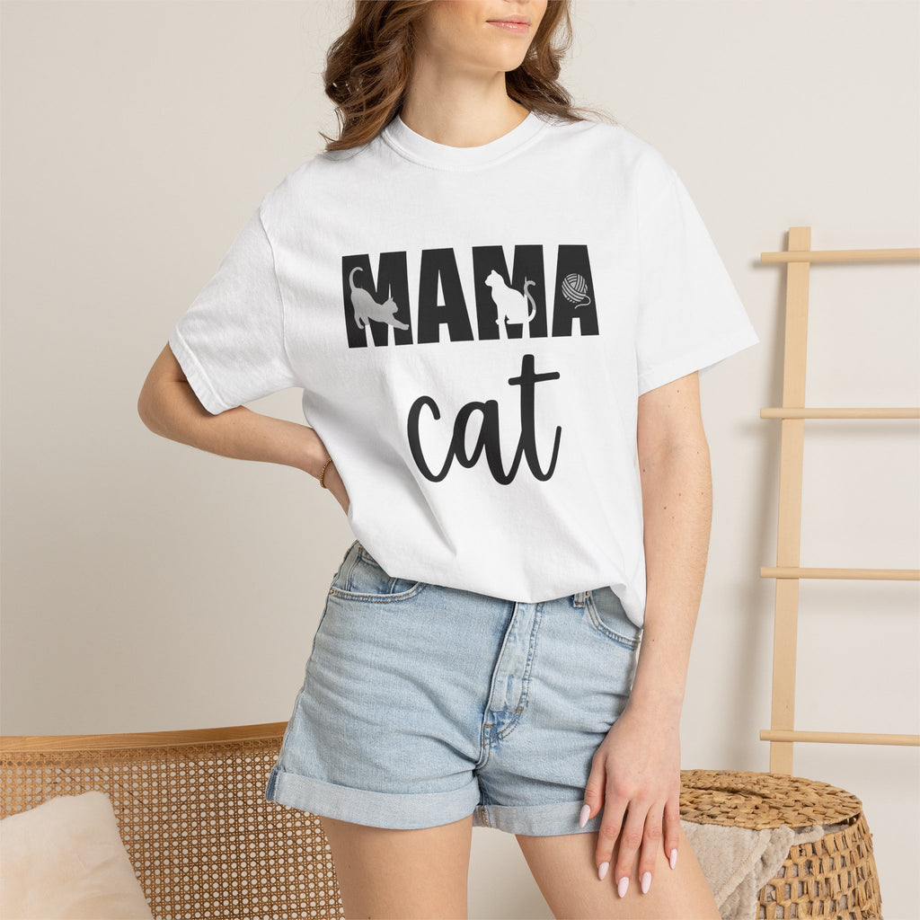 Cat Silhouette Shirt Cat Mom Pet Gift Women Bold Tee Kitten T-Shirt Cat Lady Fan Feline Tshirt Animal Graphic Minimalist Yarn Tshirt