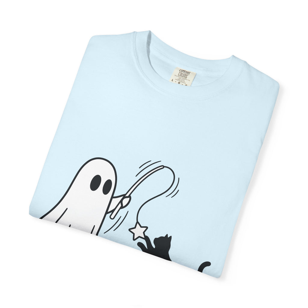 Spooky Cat Shirt Cat Holiday Gift Women Simple Tee Halloween Cat T-Shirt Cat Fan Black Cat Tshirt Holiday Graphic Comic Magic Stick Tshirt
