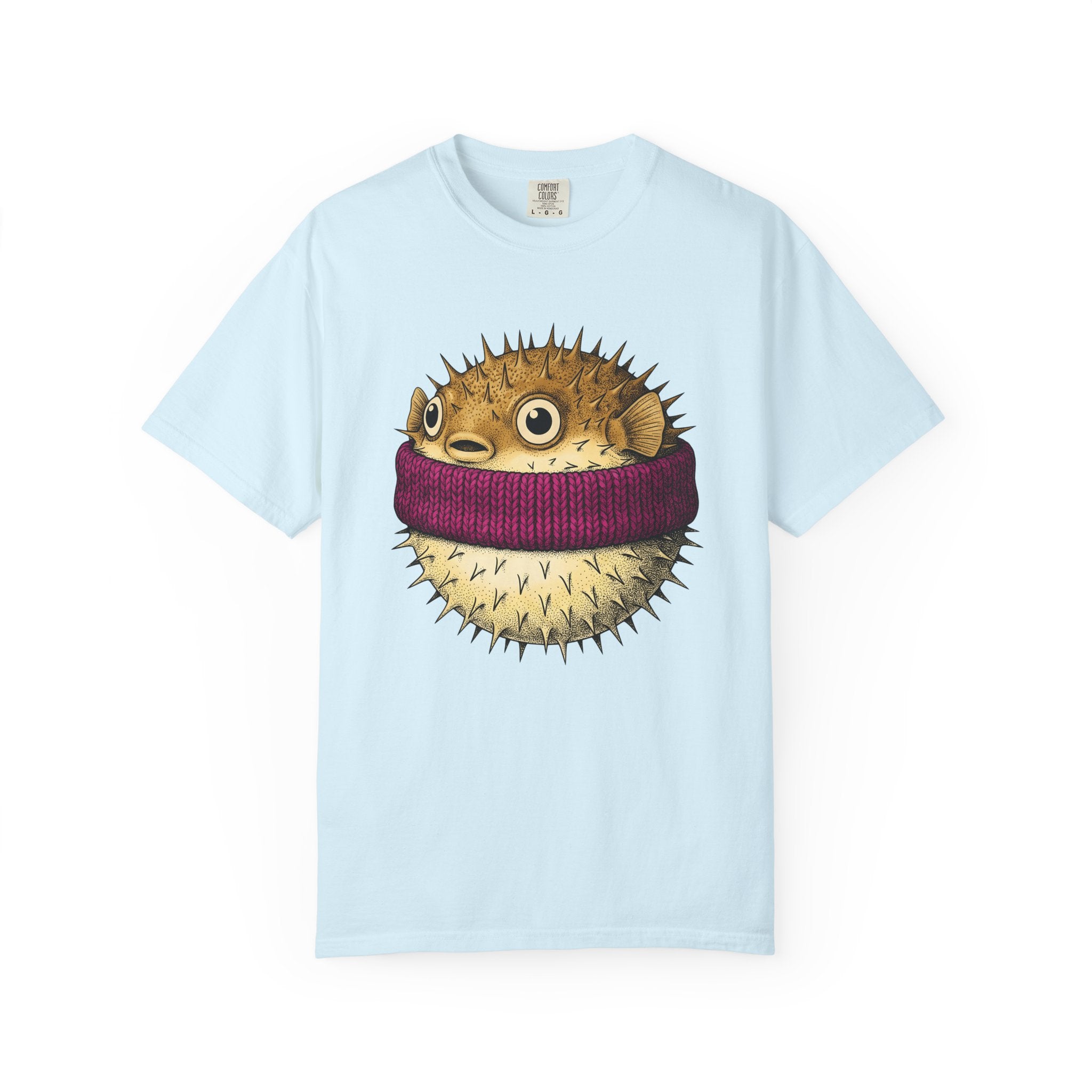 Blowfish Pullover Shirt Animals Marine Gift Women Line Art Tee Pufferfish T-Shirt Wildlife Fan Animal Graphic Illustration Oceanic Design