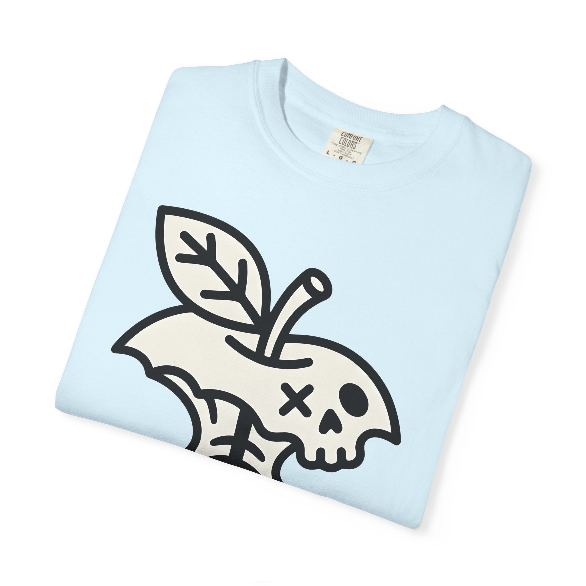 Skull Apple Core Shirt Skull Goth Gift Women Bold Line Art Tee Apple Core T-Shirt Skeleton Fan Graphic Tshirt Dark Graphic Minimalist Leaf