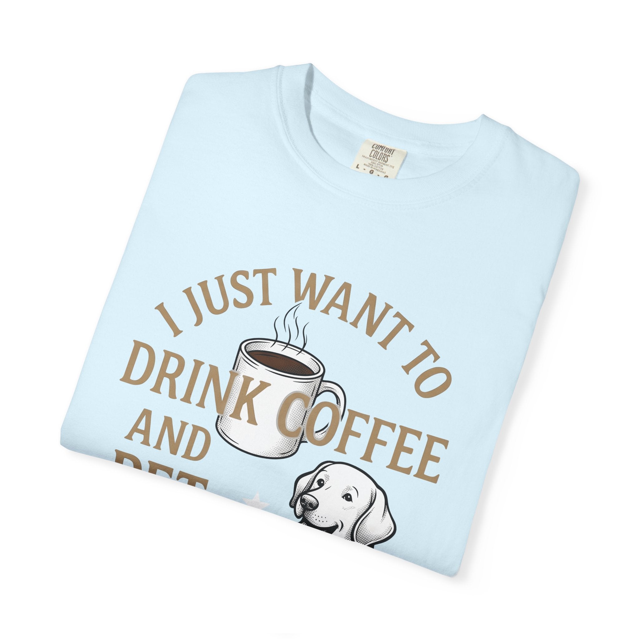 Dog Coffee Cup Shirt Dog Coffee Gift Women Vintage Tee Coffee Mug T-Shirt Dog Fan Retro Tshirt Caffeinated Graphic Hand Drawn Stars Tshirt