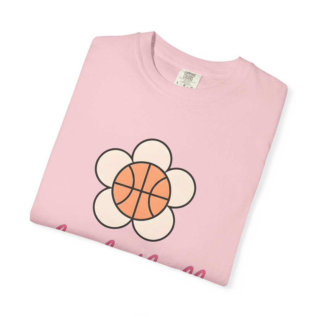Basketball Petal Shirt Basketball Garden Gift Women Flat Tee Flower T-Shirt Basketball Fan Minimalist Tshirt Gardening Graphic Old School