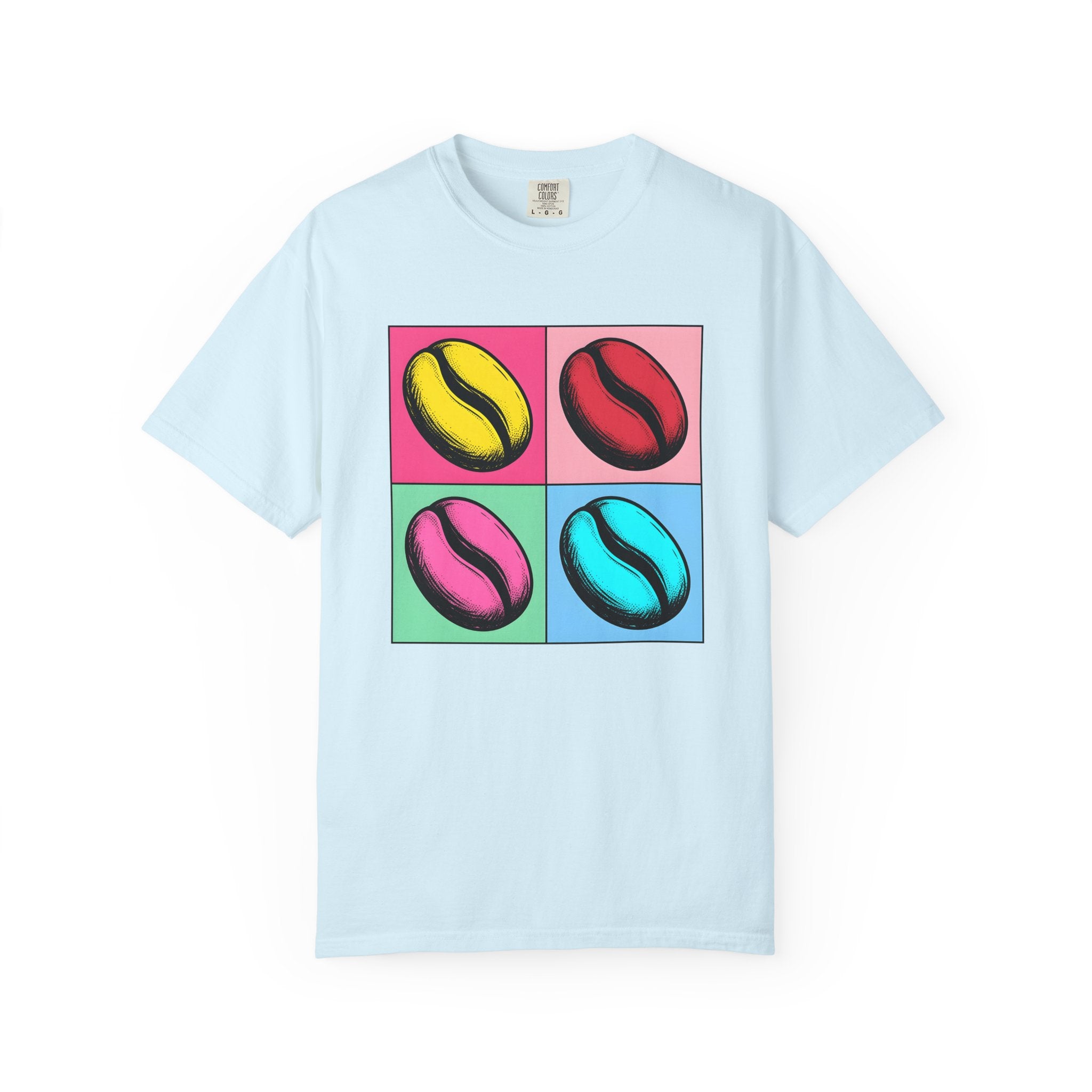 Coffee Bean Shirt Coffee Foodie Gift Women Pop Art Tee Coffee Bean T-Shirt Coffee Fan Pop Art Tshirt Foodie Graphic Retro Color Block Tshirt