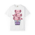 Axolotl Tea Shirt Drinks Pets Gift Women Cute Tee Mexican Salamander T-Shirt Beverage Fan Animal Graphic Illustration Comic Boba Drink