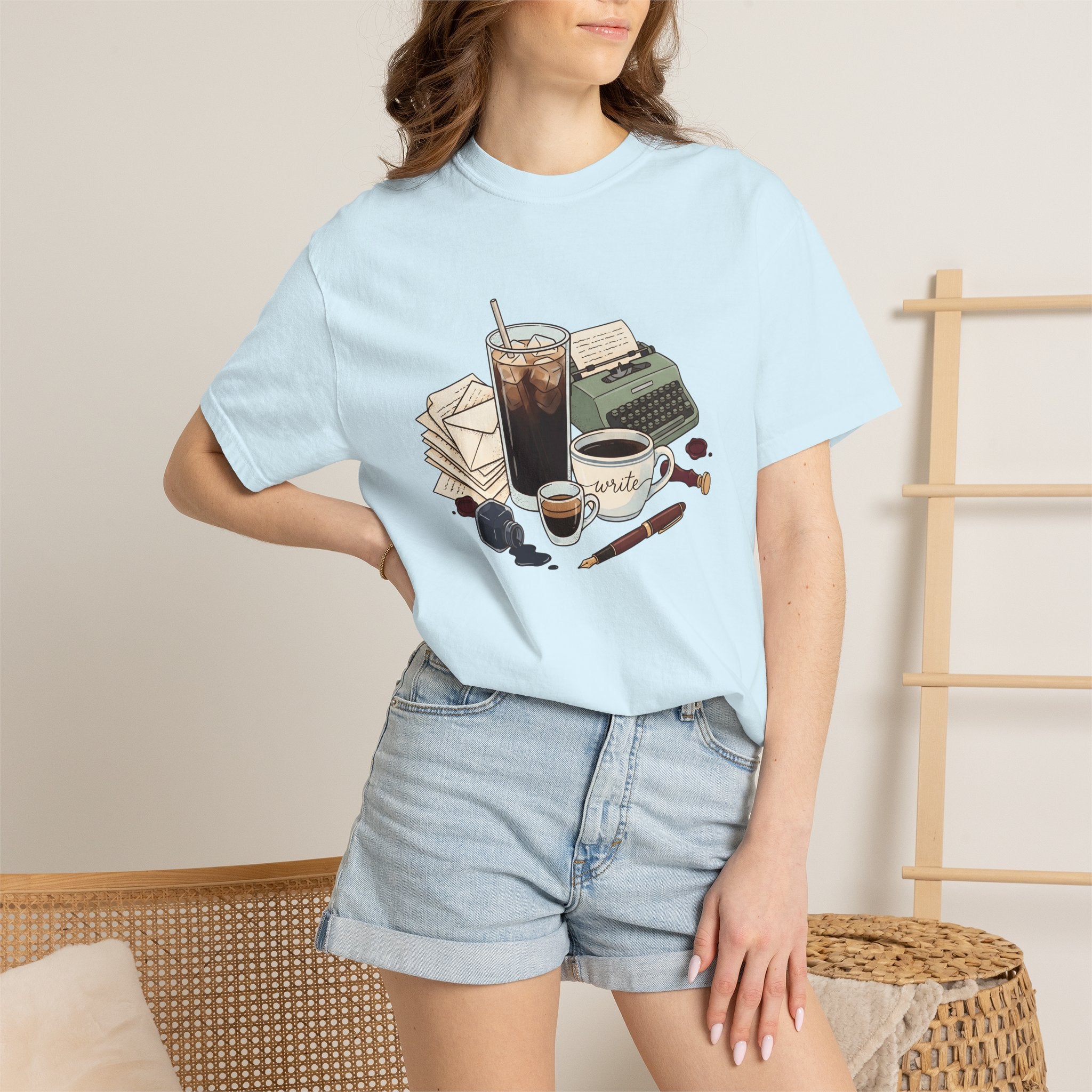 Espresso Drinks Shirt Coffee Novelist Gift Women Line Art Tee Coffee T-Shirt Coffee Fan Minimalist Graphic Illustration Writer Design Rustic