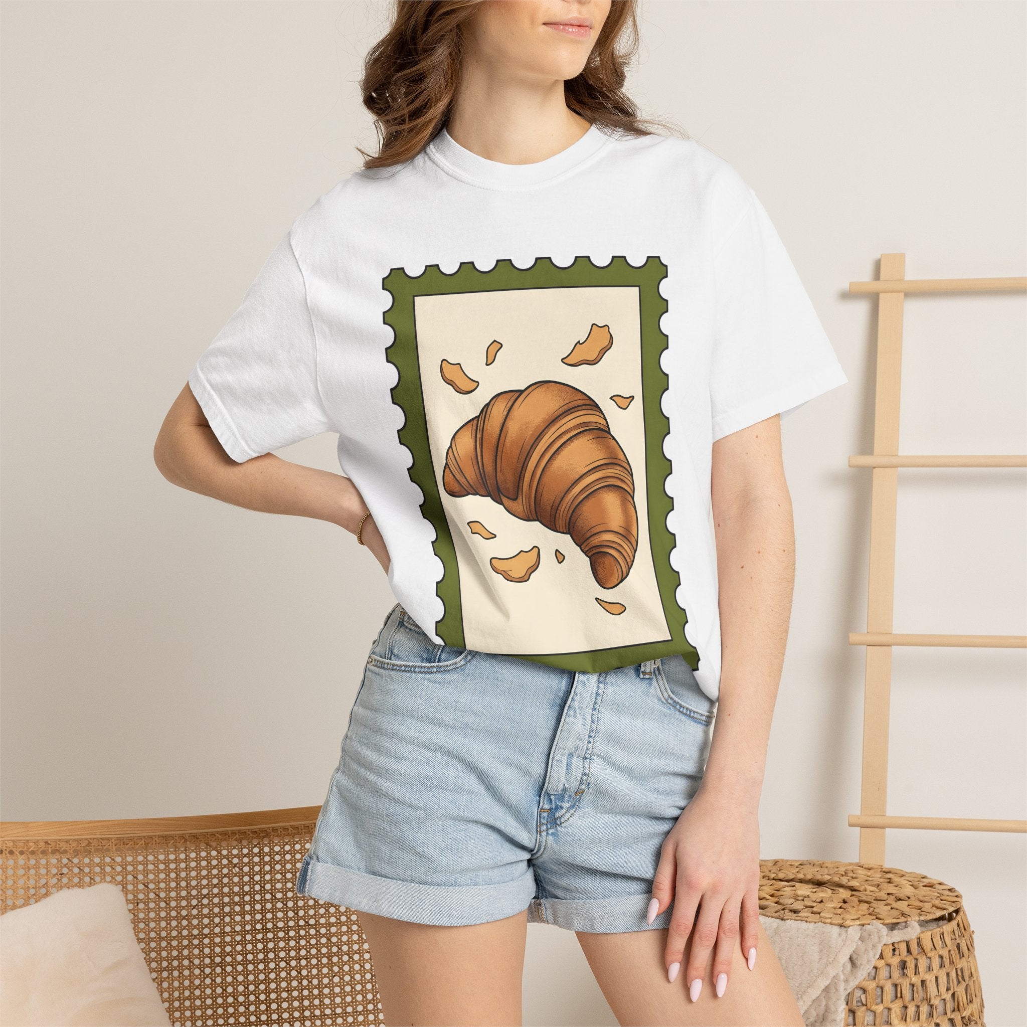 Croissant Shirt Desserts Pastries Gift Women Cartoon Tee Croissant Drawing T-Shirt Sweets Fan Comic Tshirt Bakery Graphic Vintage Bread