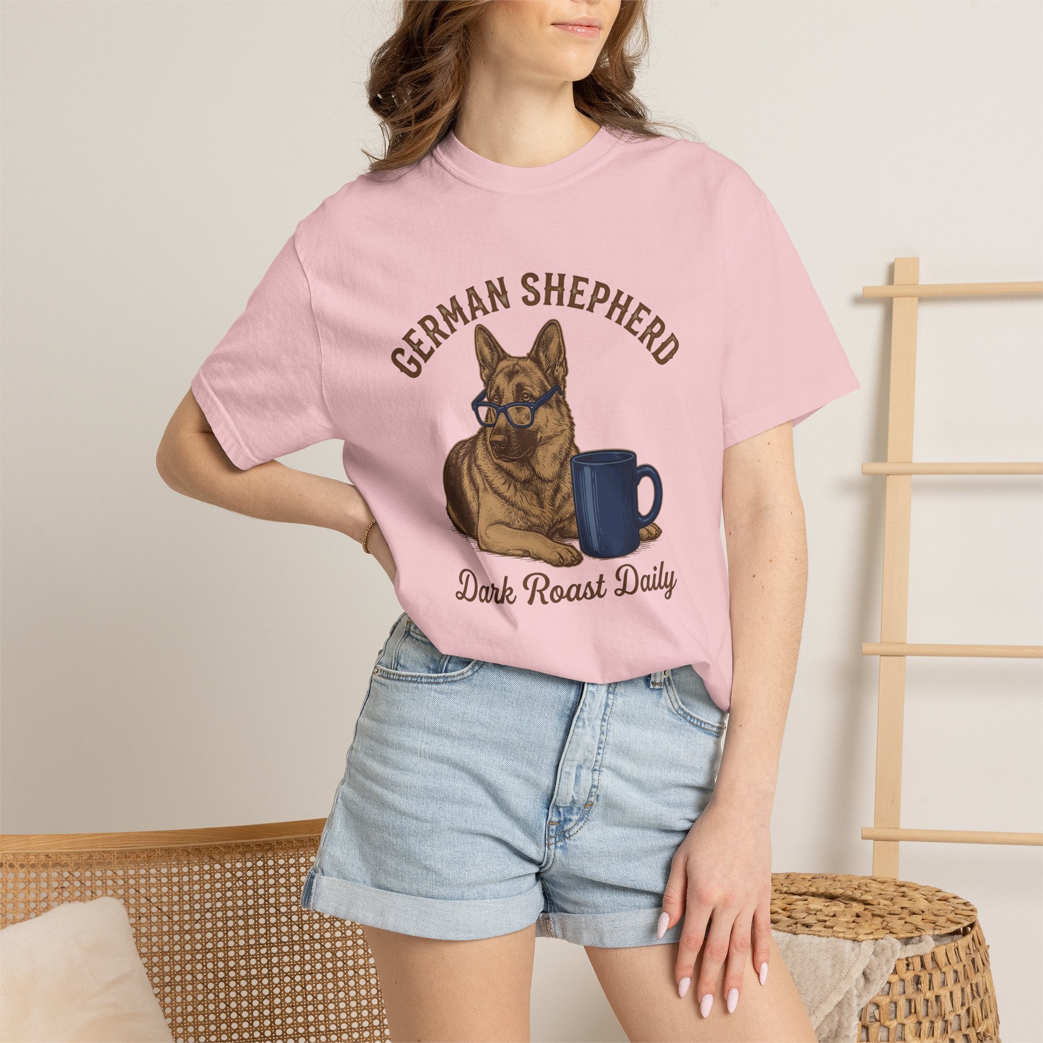 German Shepherd Pet Shirt Dog Latte Gift Women Classic Tee Shepherd T-Shirt Dog Fan Alsatian Tshirt Coffee Graphic Line Art Ceramic Mug