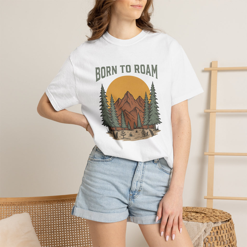 Mountain Trees Shirt Adventure Trekking Gift Women Retro Tee Forest T-Shirt Explorer Enthusiast Vintage Tshirt Hiking Graphic Sketch Bright