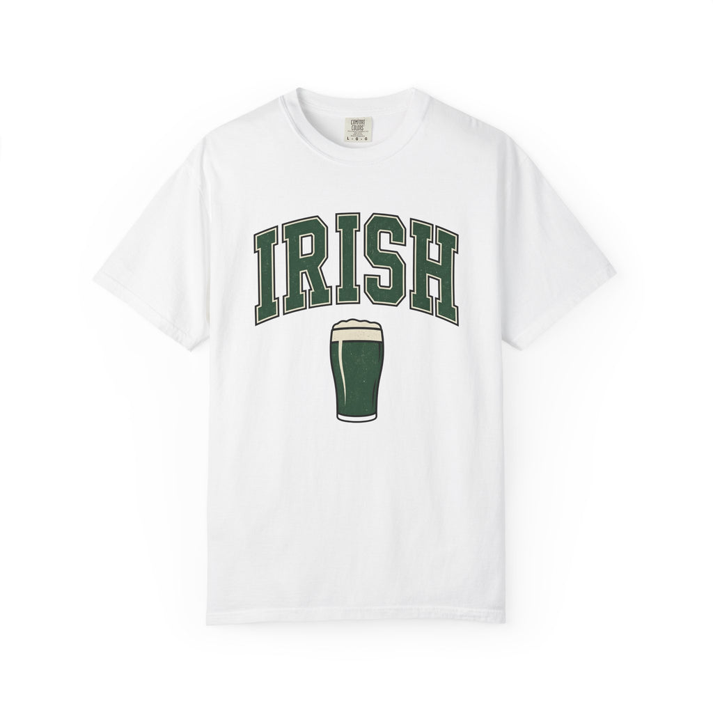 Pint Glass Shirt St Patrick's Day Liquor Gift Women Hand Drawn Tee Beer Glass T-Shirt Shamrock Fan Illustrated Tshirt Cocktail Graphic