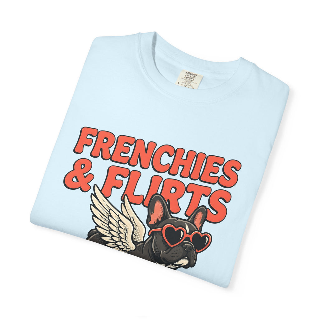 Frenchie Puppy Shirt Valentine's Day Pet Gift Women Sketch Tee French Bulldog T-Shirt Valentine Fan Hand Drawn Tshirt Animal Graphic Line