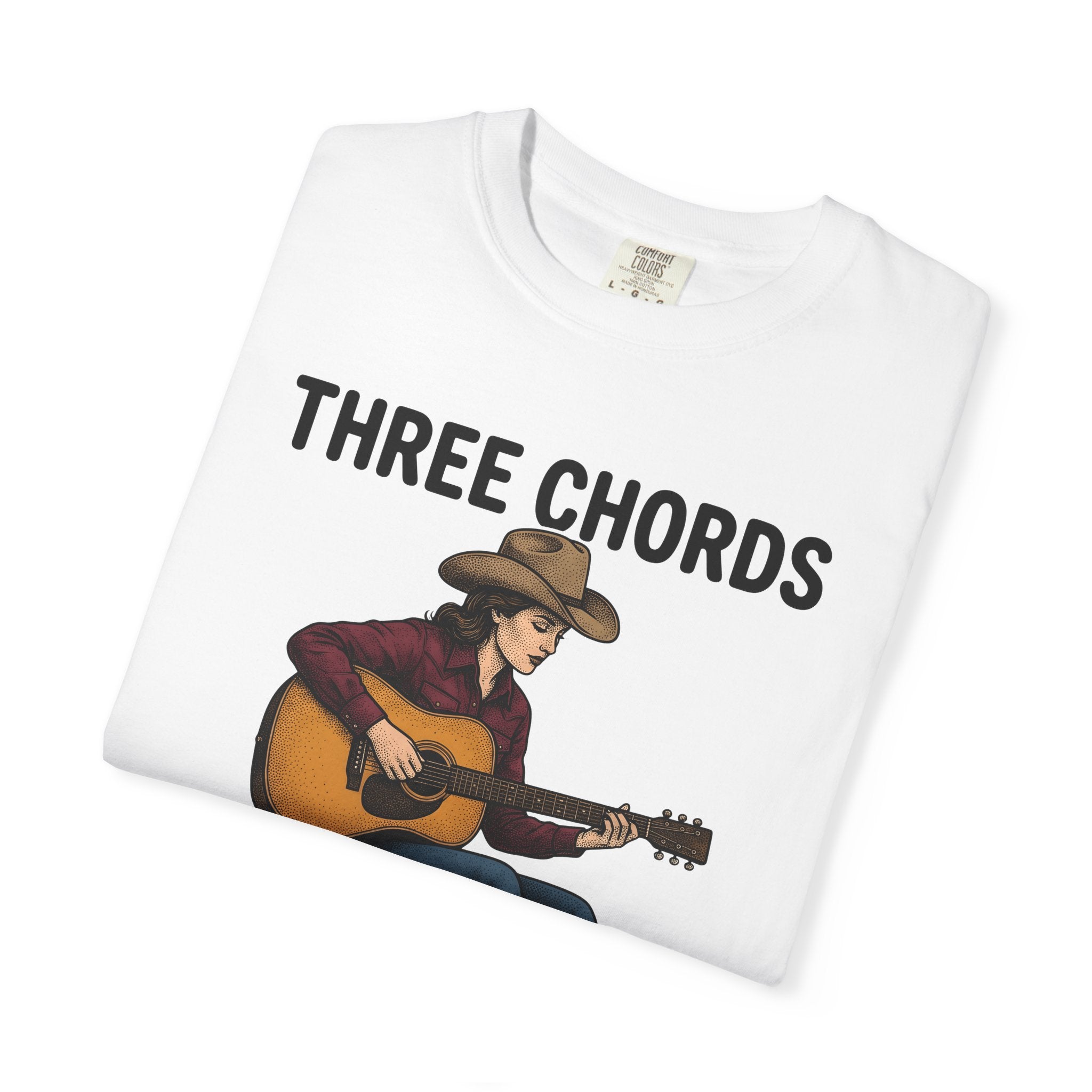 Cowgirl Guitar Shirt Cowgirl Music Gift Women Vintage Tee Guitar T-Shirt Cowboy Fan Retro Tshirt Music Illustration Hand Drawn Cowboy Hat