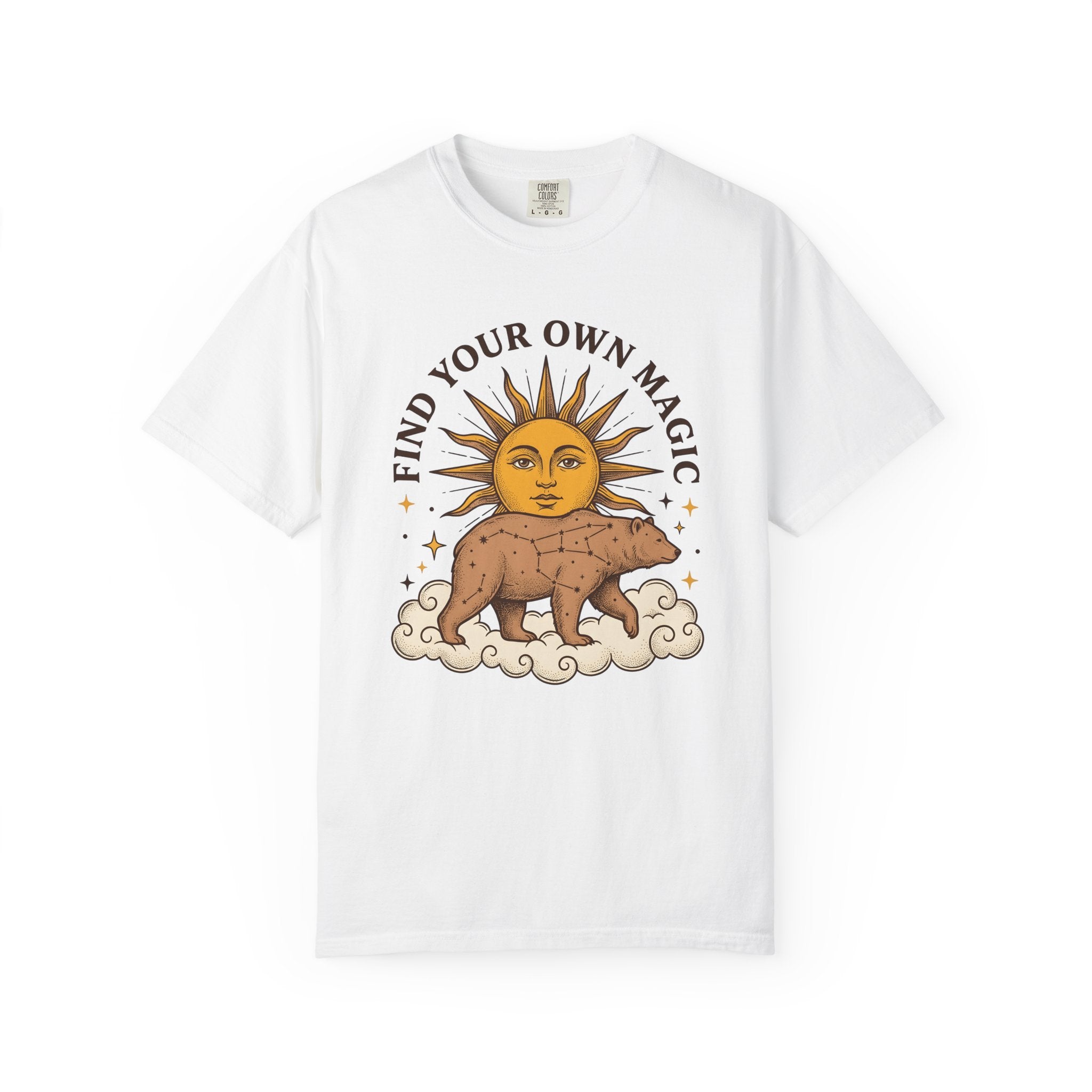 Bear Sun Shirt Cottagecore Wildlife Gift Women Whimsical Tee Ursa T-Shirt Homebody Fan Boho Tshirt Wildlife Graphic Hand Drawn Stars Tshirt