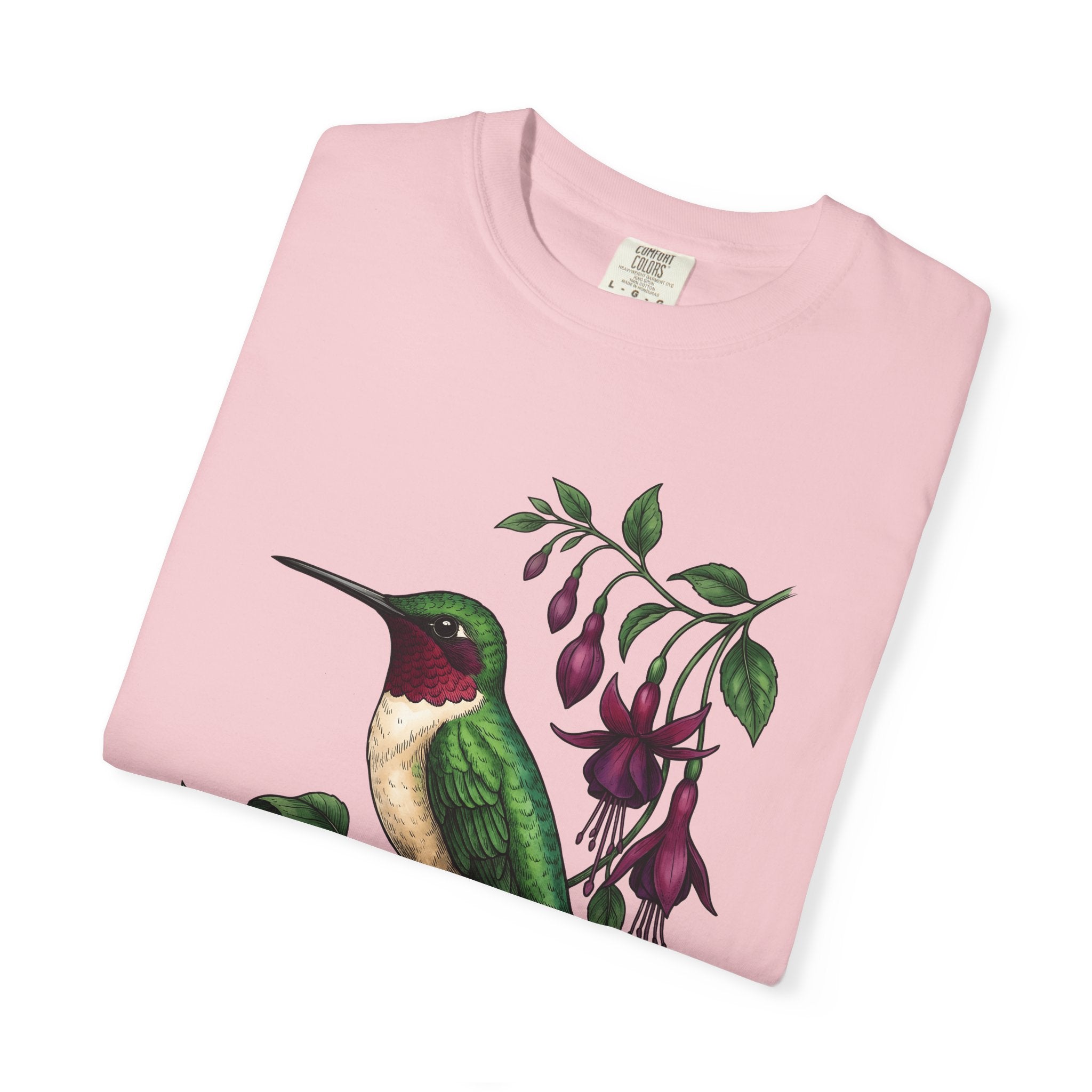 Hummingbird Art Shirt Animals & Flowers Wildlife Gift Women Garden Tee Hummingbirds T-Shirt Flower Fan Floral Graphic Tshirt Line Art
