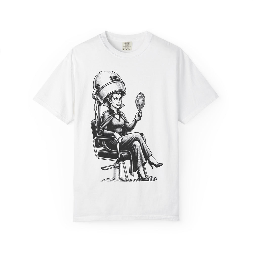Vampire Hairdresser Shirt Gothic Fright Gift Women Body Art Tee Vampire T-Shirt Horror Fan Tattoo Tshirt Scary Graphic Old School Mirror