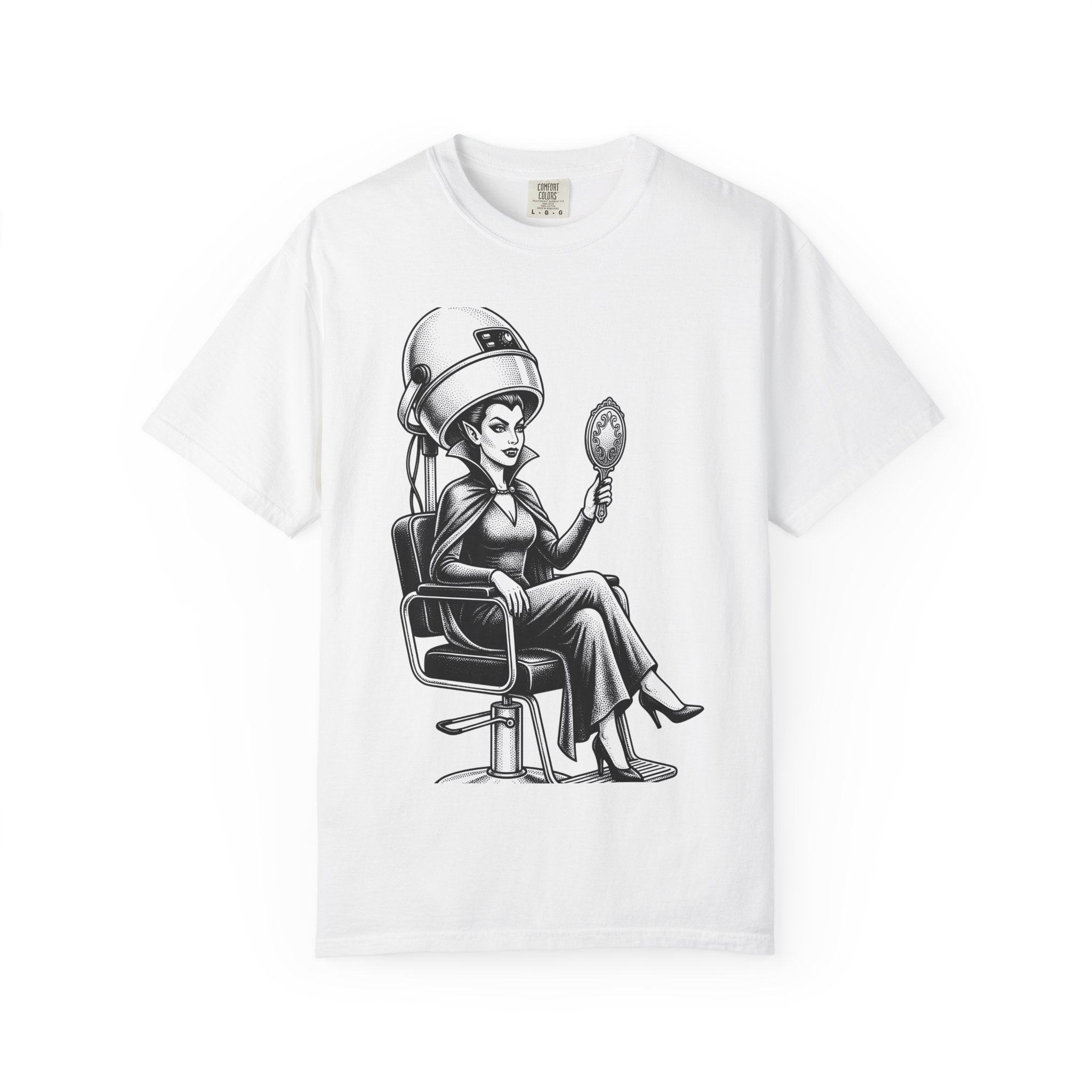 Vampire Hairdresser Shirt Gothic Fright Gift Women Body Art Tee Vampire T-Shirt Horror Fan Tattoo Tshirt Scary Graphic Old School Mirror