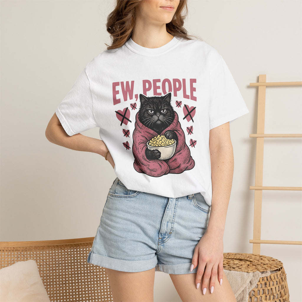 Mad Feline Shirt St Valentines Day Pet Gift Women Cartoon Tee Cat T-Shirt Valentine Fan Cartoonish Tshirt Animal Graphic Line Art Heart