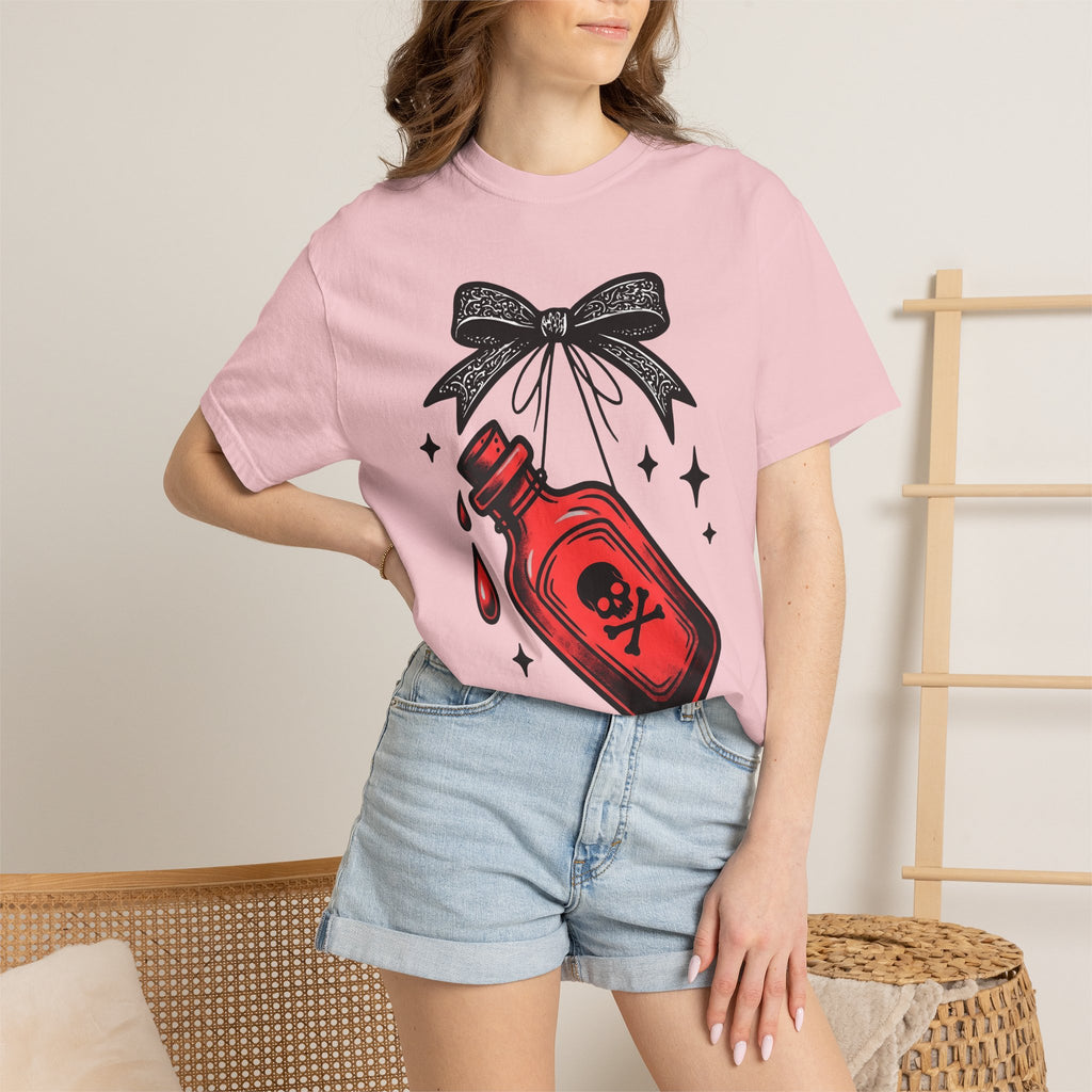 Venom Container Shirt Boho Chic Fall Gift Women Dark Tee Poison Bottle T-Shirt Bohemian Fan Gothic Tshirt Autumn Graphic Distressed Knot