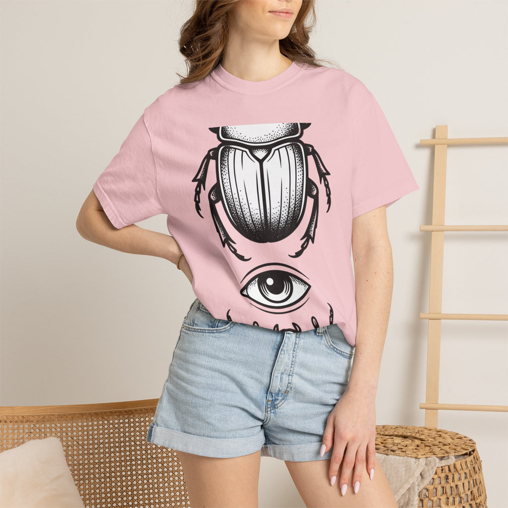 Jewel Beetle Shirt Beetle Occult Gift Women Line Art Tee Buprestid T-Shirt Bug Fan Insect Graphic Tshirt Mystical Illustration Hand Drawn