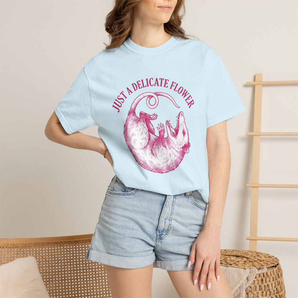 Opossum Drawing Shirt Funny Critter Gift Women Cartoon Tee Possum T-Shirt Humor Fan Comic Tshirt Creature Graphic Classic Tail Curl Tshirt
