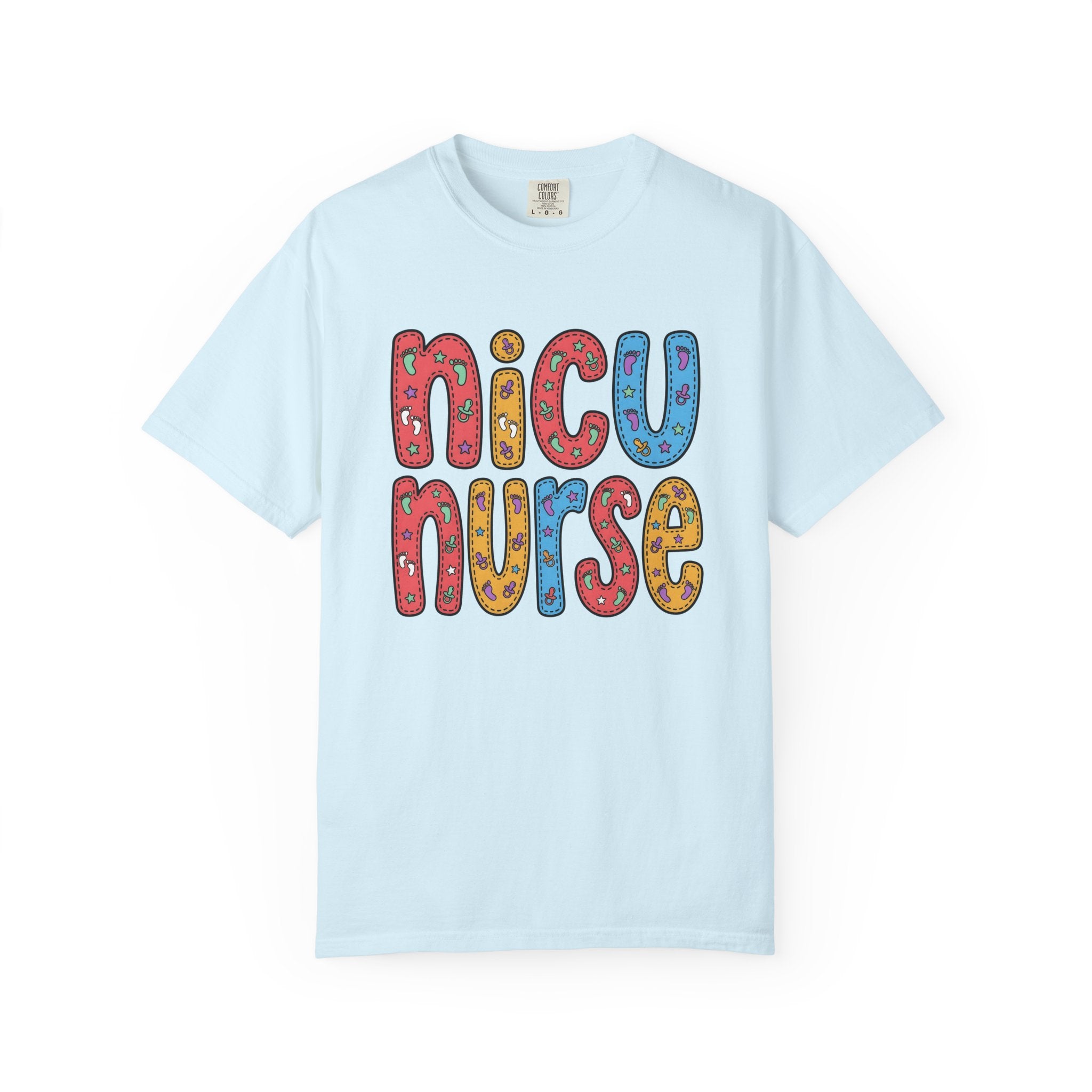 Baby Footprint Initials Shirt Nurse Clinic Gift Women Joyful Tee Baby Letters T-Shirt Rn Fan Baby Monogram Tshirt Medical Graphic Line Art