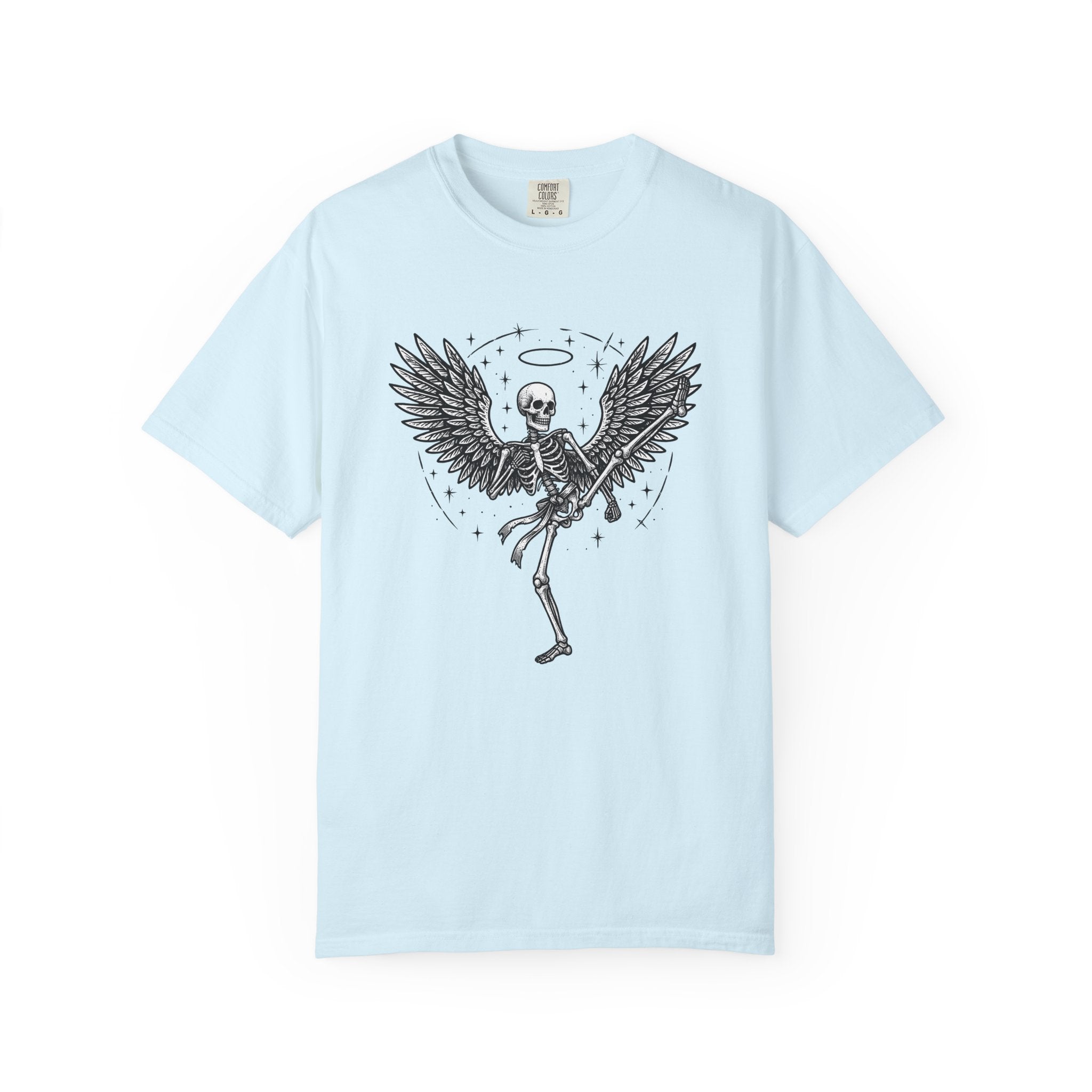 Angel Skull Shirt Sports Combat Gift Women Ink Tee Sugar Skull T-Shirt Athlete Fan Tattoo Tshirt Fighting Graphic Dark Star Shapes Tshirt