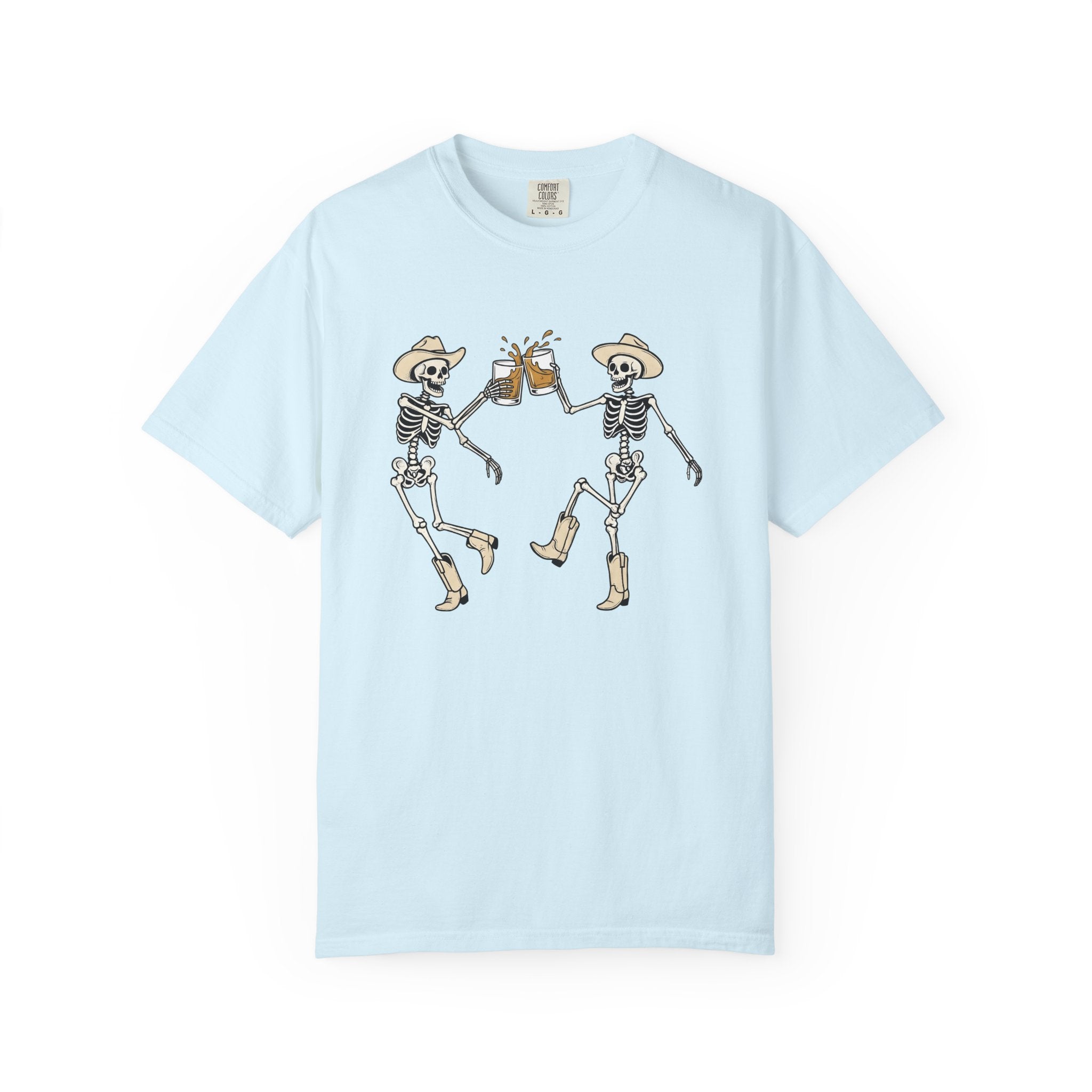 Cowboy Bones Shirt Halloween Rodeo Gift Women Animated Tee Skeleton T-Shirt Horror Fan Cartoon Tshirt Rodeo Graphic Sketch Leather Boots