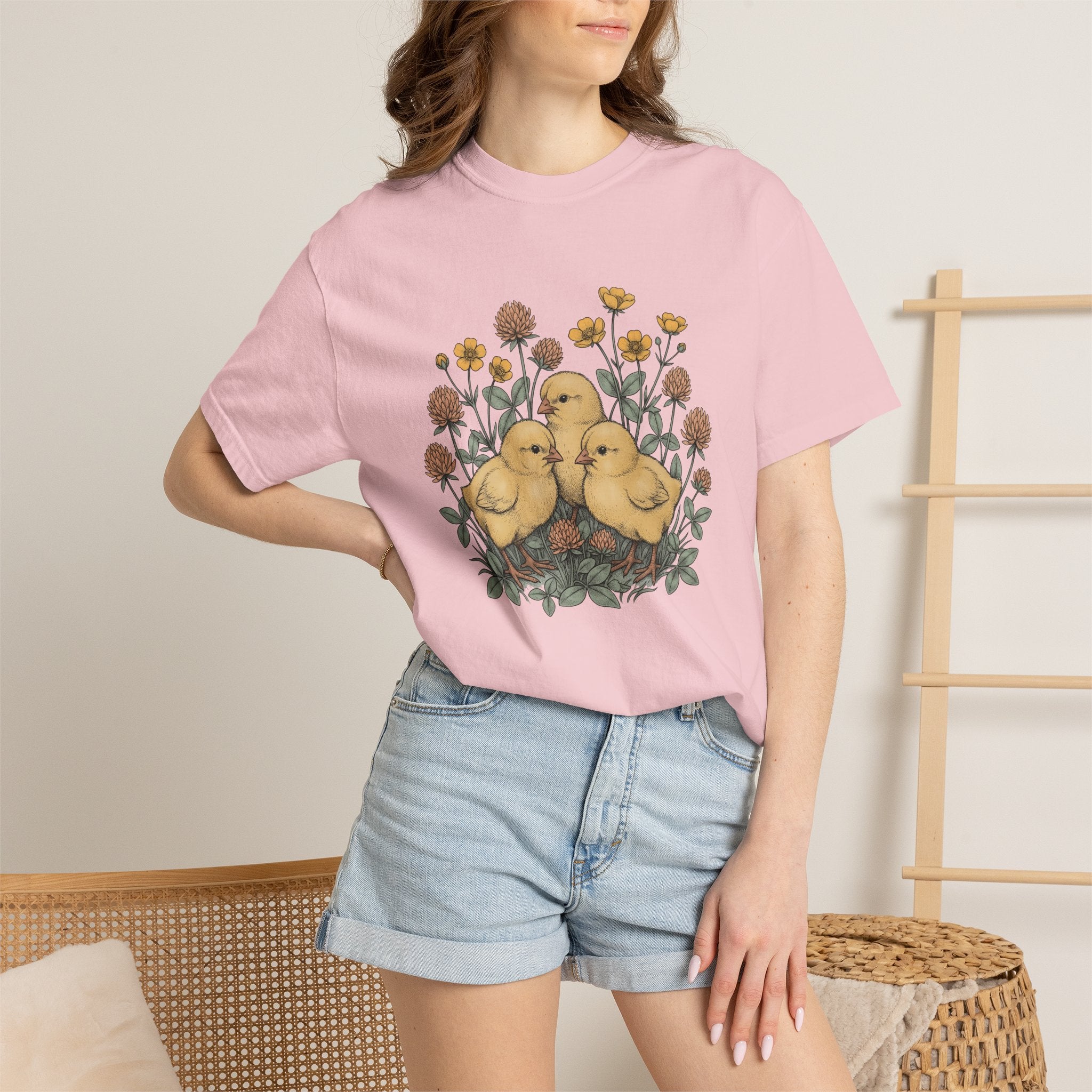 Little Chicks Shirt Easter Environment Gift Women Botanical Art Tee Chicks T-Shirt Easter Fan Botanical Tshirt Eco Graphic Hand Drawn Field